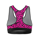 Hot Pink Danger Equipment Women's Sports Bra Back