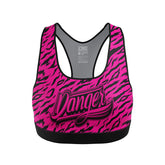Hot Pink Danger Equipment Women's Sports Bra Front