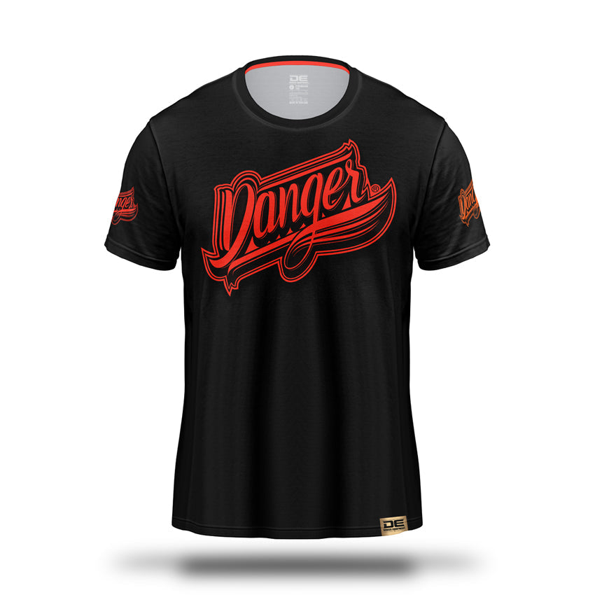 Black/Red Danger Equipment Wolf T-Shirt Front