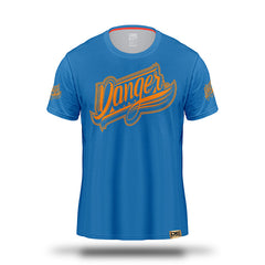 Blue/Orange Danger Equipment Kids T-Shirt Front