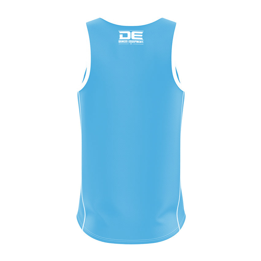 Powder Blue Danger Equipment Basketball Jersey Back