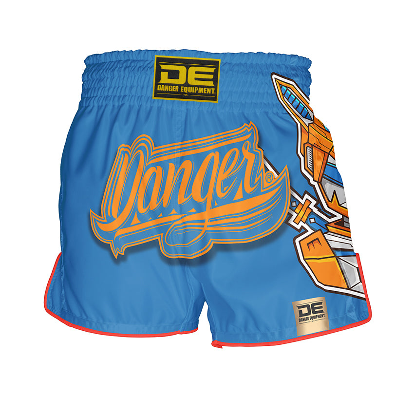 Blue/Orange Danger Equipment Kids Muay Thai Short Front