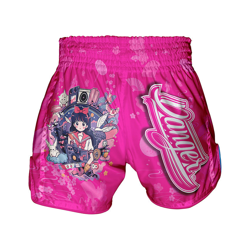 Pink Danger Equipment Fantasy Kids Muay Thai Short Back