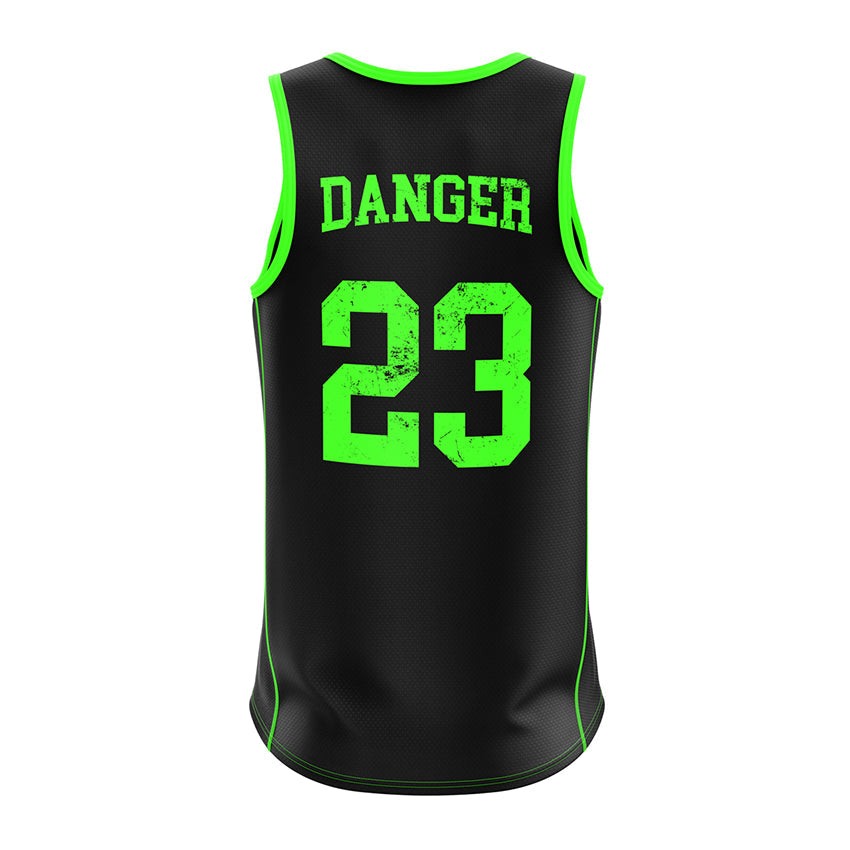 lack/Green Danger Number Jersey Back