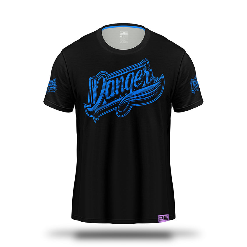 Black/Blue Danger Equipment Neon T-Shirt Front