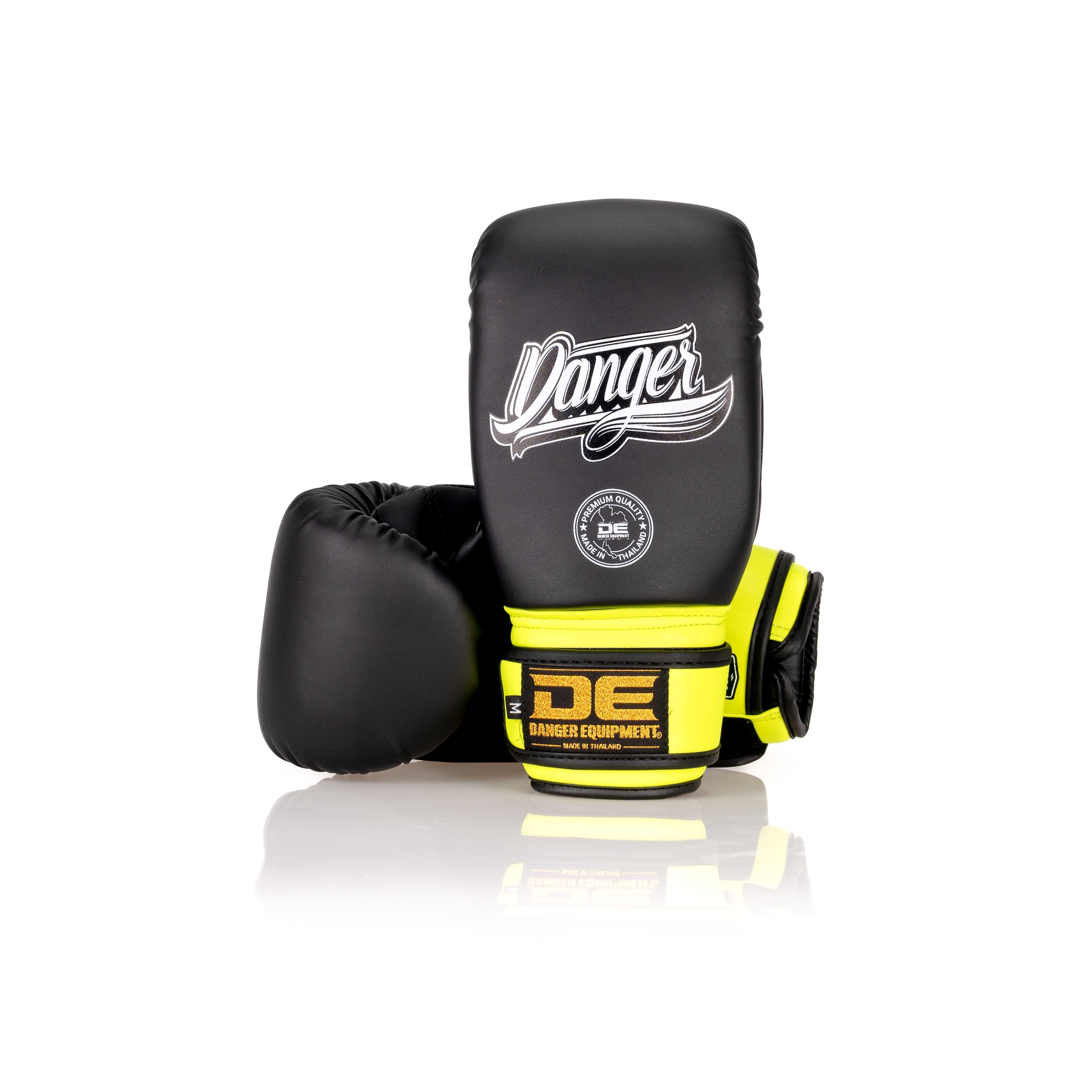 Black/Yellow Danger Equipment Bag Boxing Gloves Front/Back