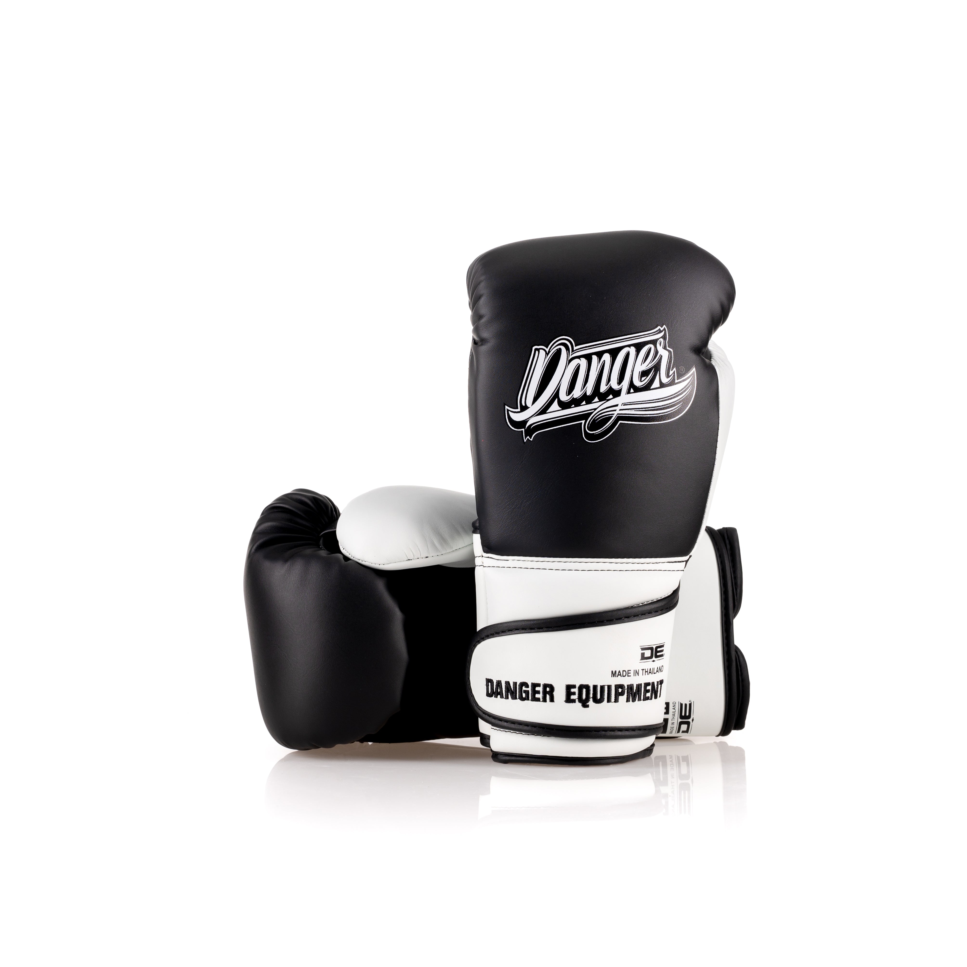 Black/White Danger Equipment Avatar Boxing Gloves Front/Back