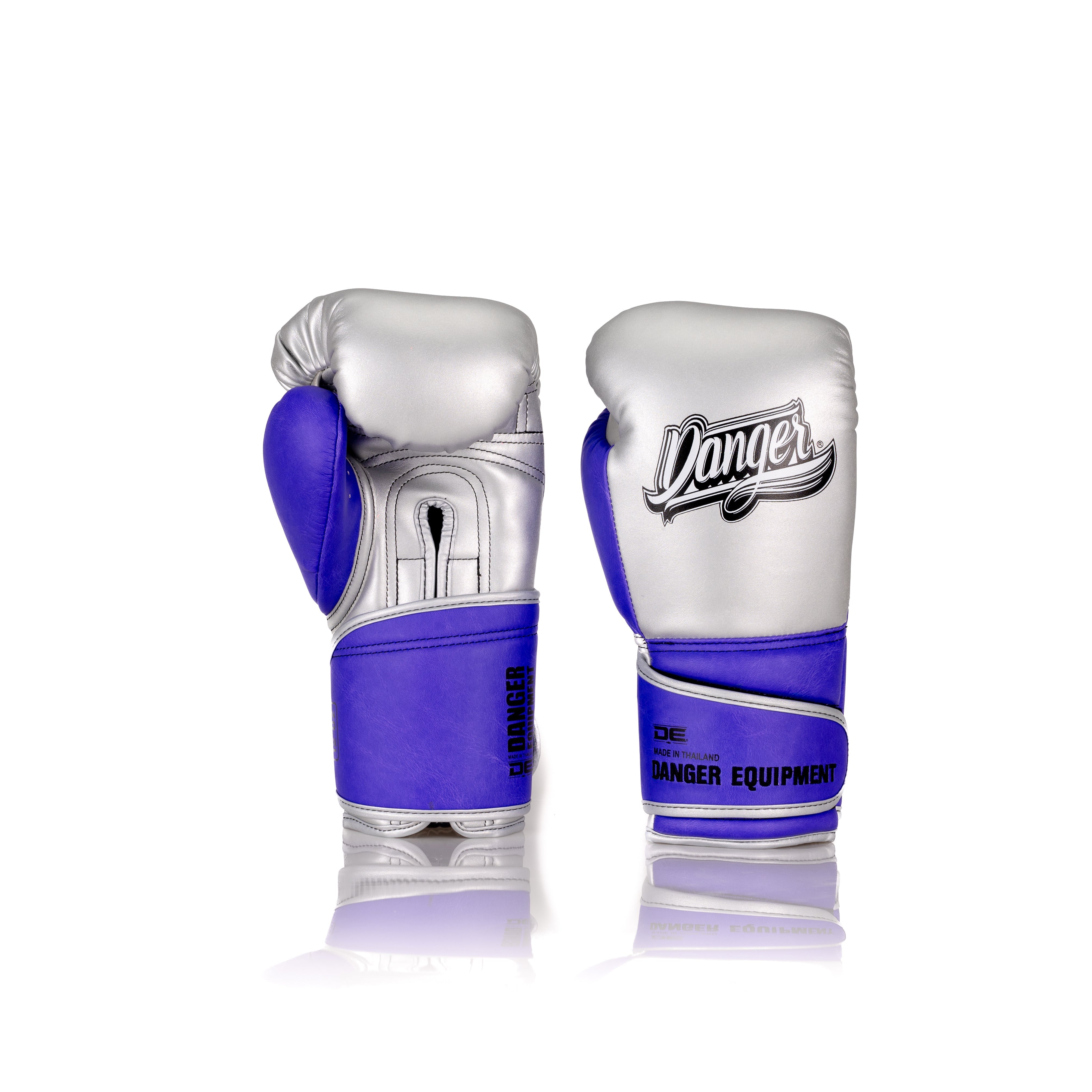 Silver/Purple Danger Equipment Avatar Boxing Gloves Front/Back