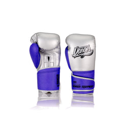 Silver/Purple Danger Equipment Avatar Boxing Gloves Front/Back