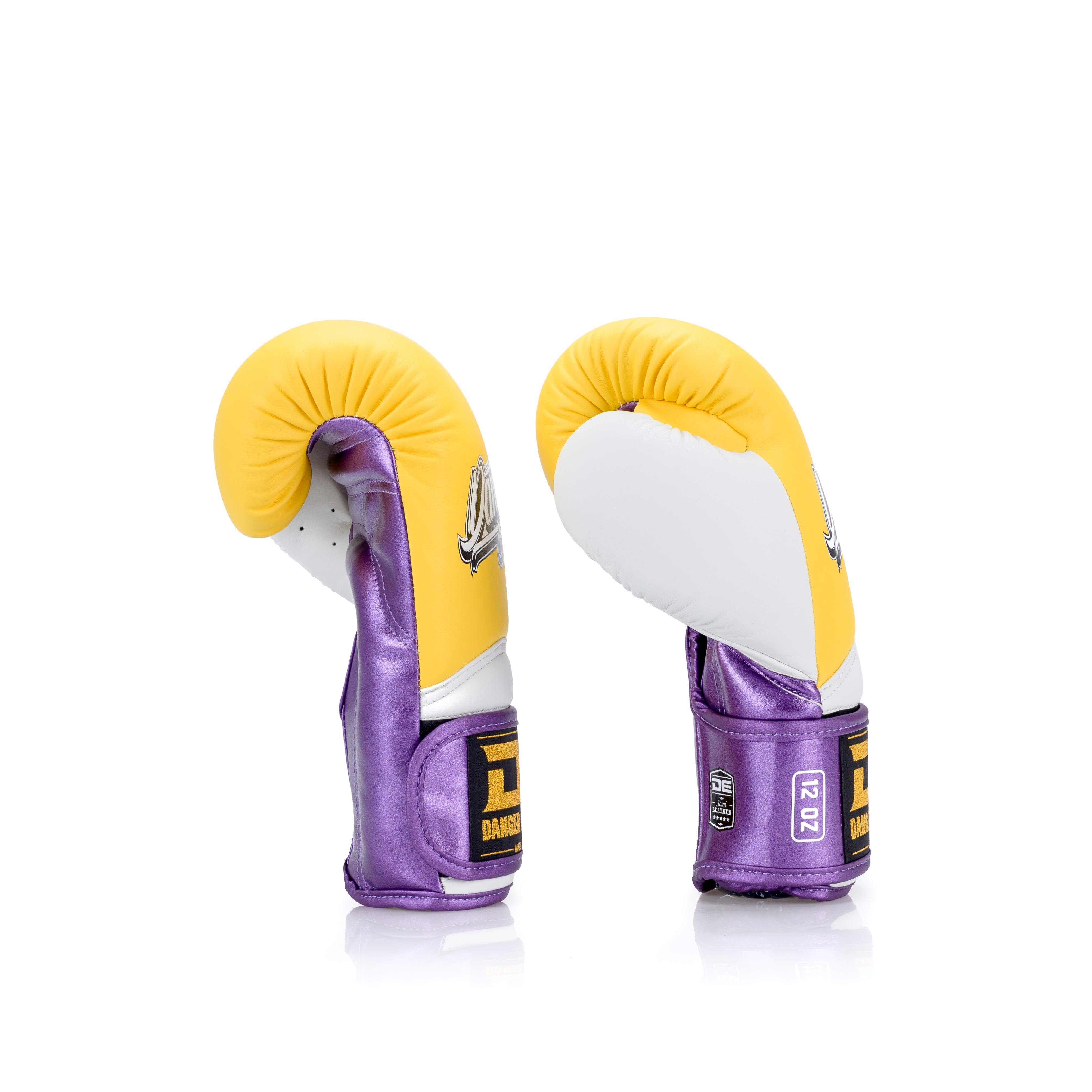 Yellow/White/Purple Danger Equipment The 'Rocket' Boxing Gloves Side