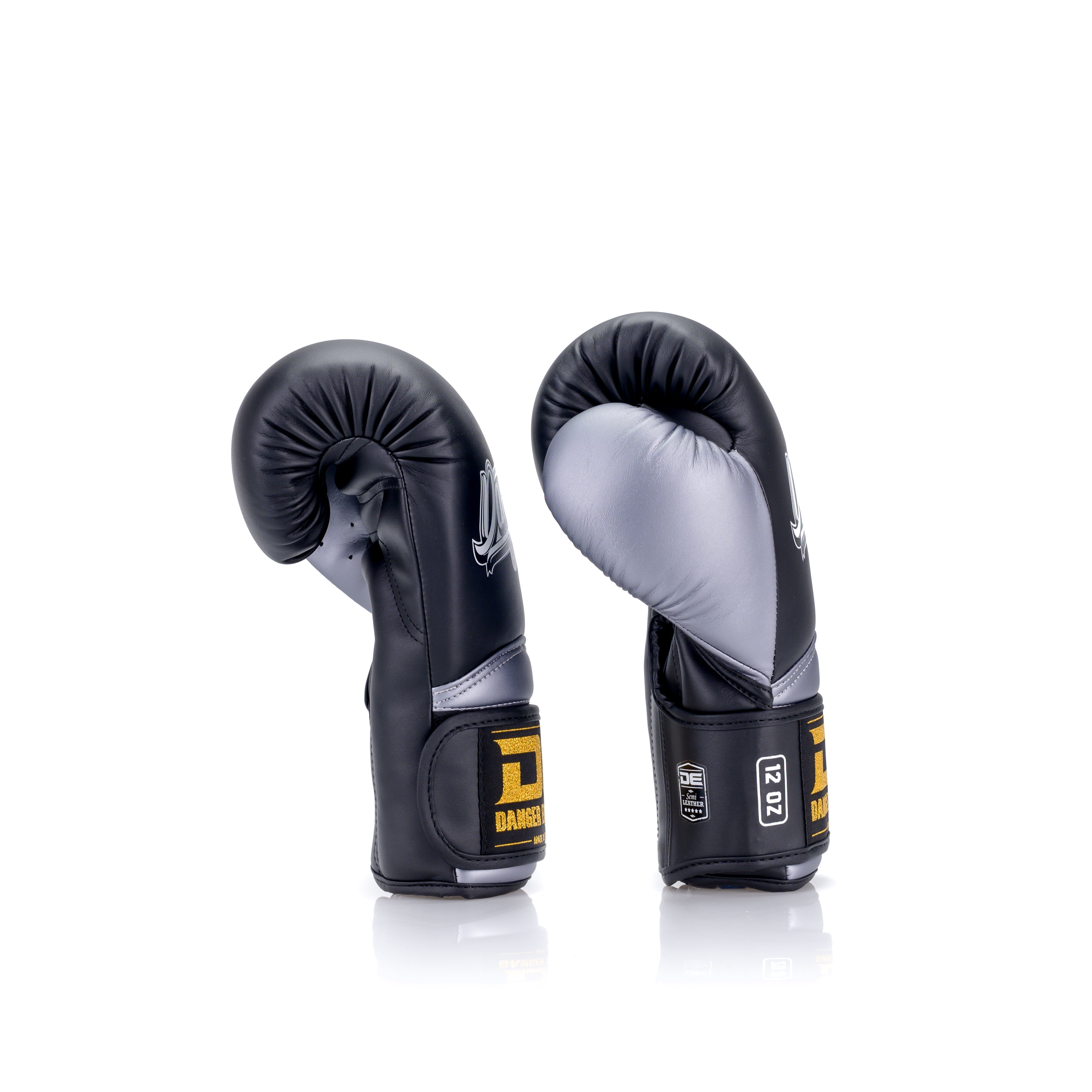 Black/Silver Danger Equipment The 'Rocket' Boxing Gloves Side