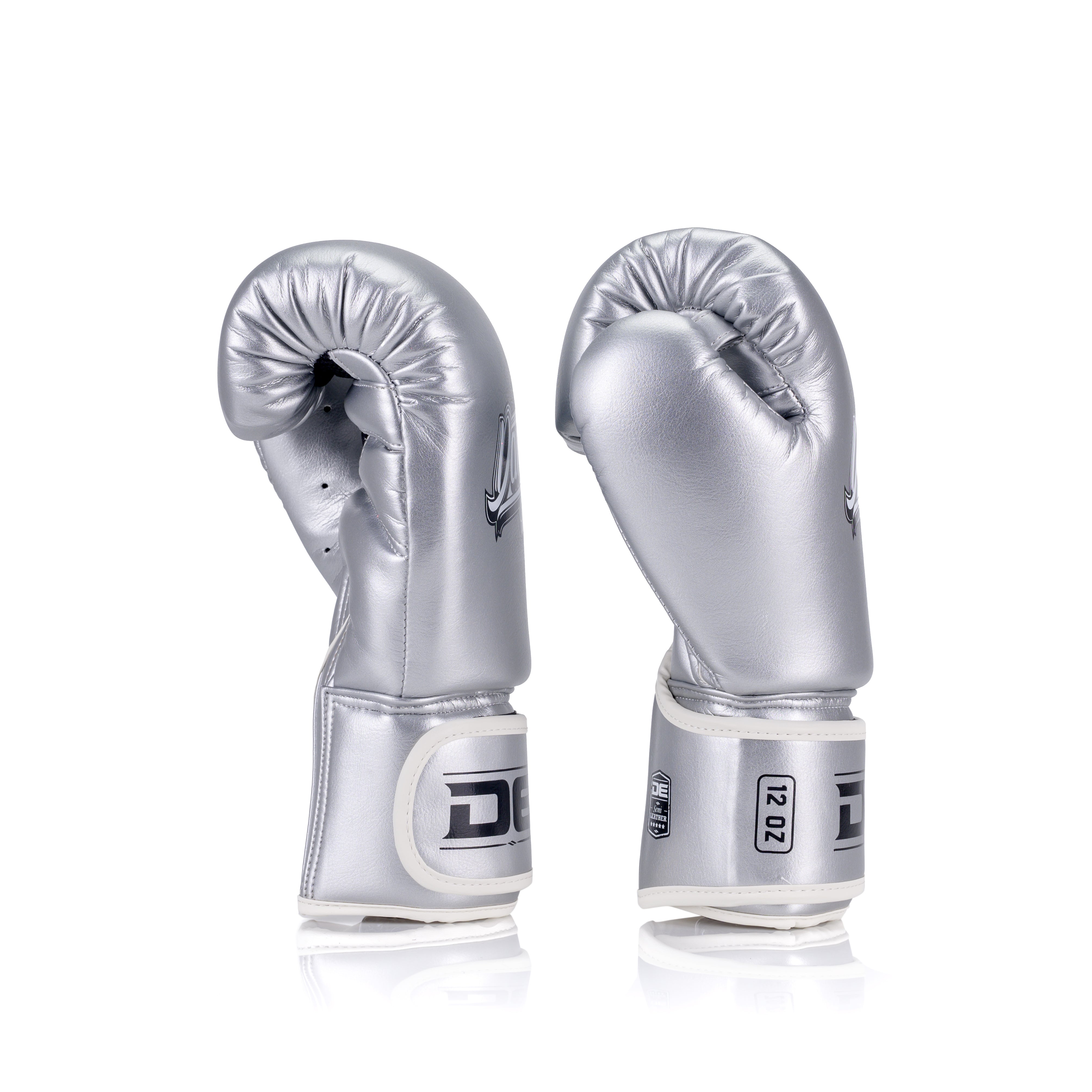 Silver Danger Equipment Classic Thai Metallic Boxing Gloves Side