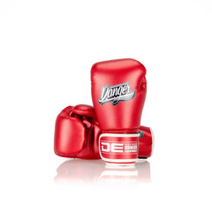 Red Danger Equipment Classic Thai Metallic Boxing Gloves Front/Back