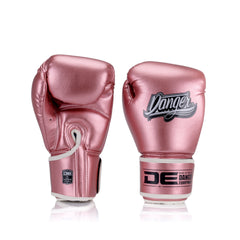 Pink Danger Equipment Classic Thai Metallic Boxing Gloves Front/Back