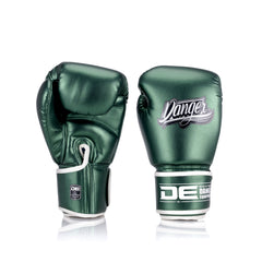Green Danger Equipment Classic Thai Metallic Boxing Gloves Front/Back