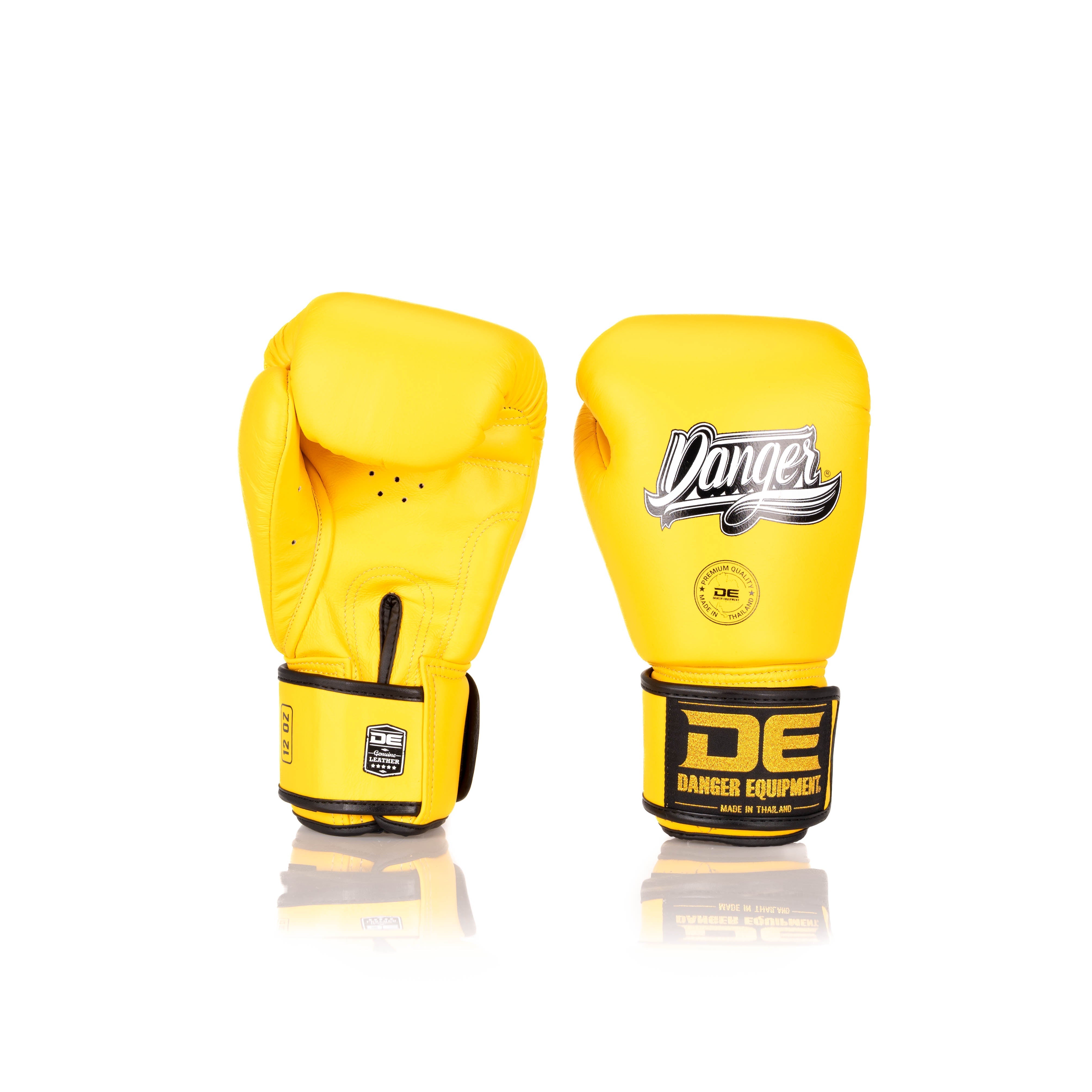 Yellow Danger Equipment Classic Thai Boxing Gloves Front/Back