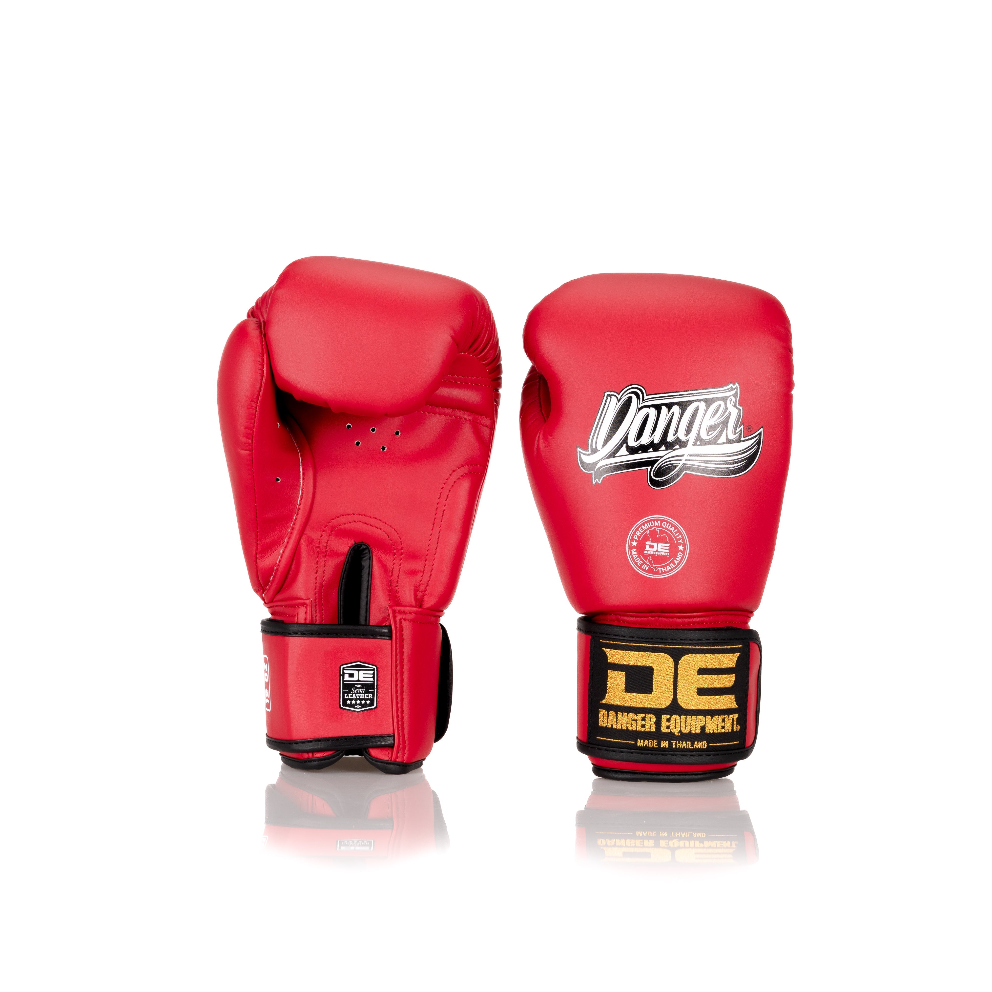 Red Danger Equipment Classic Thai Boxing Gloves Front/Back