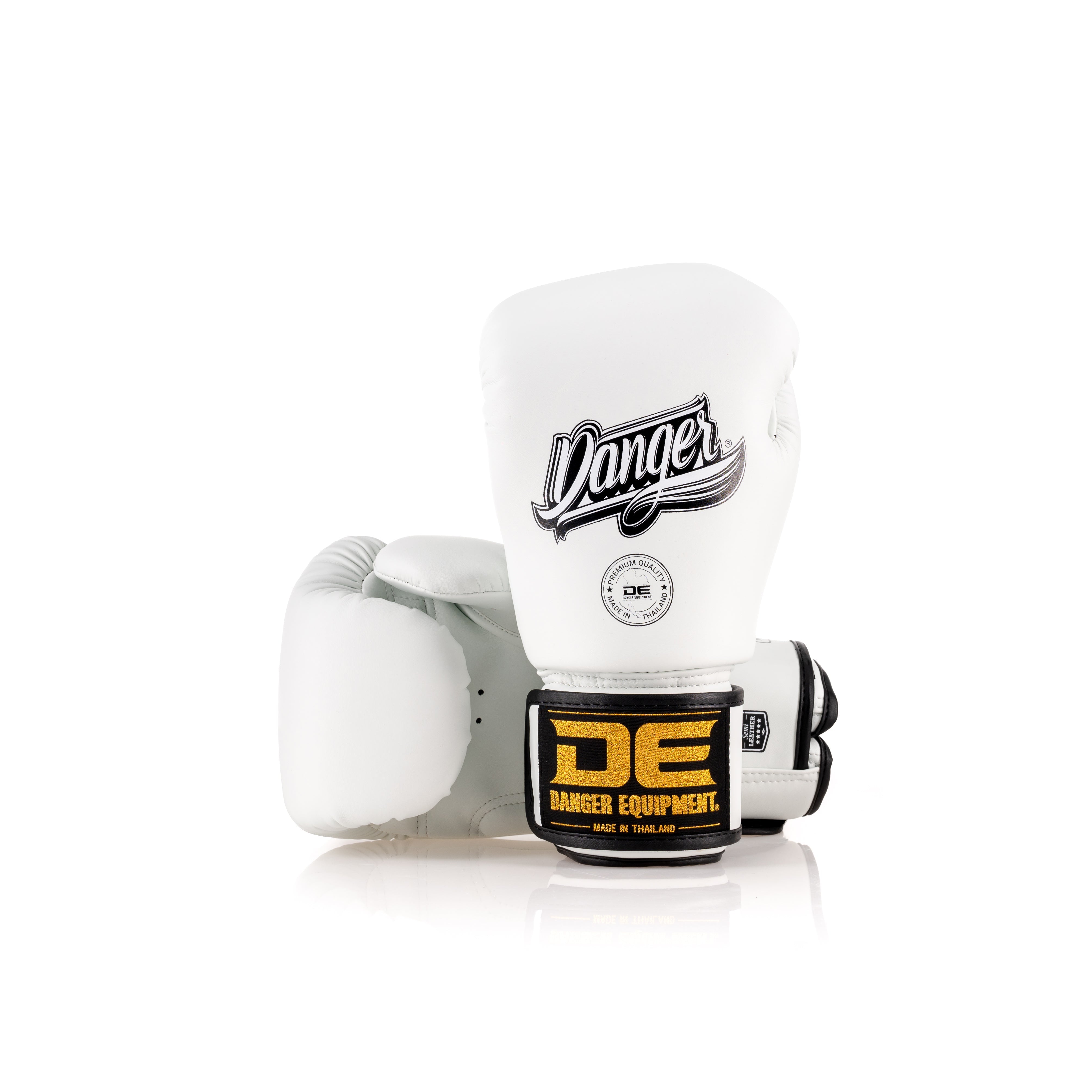 White Danger Equipment Classic Thai Boxing Gloves Front/Back