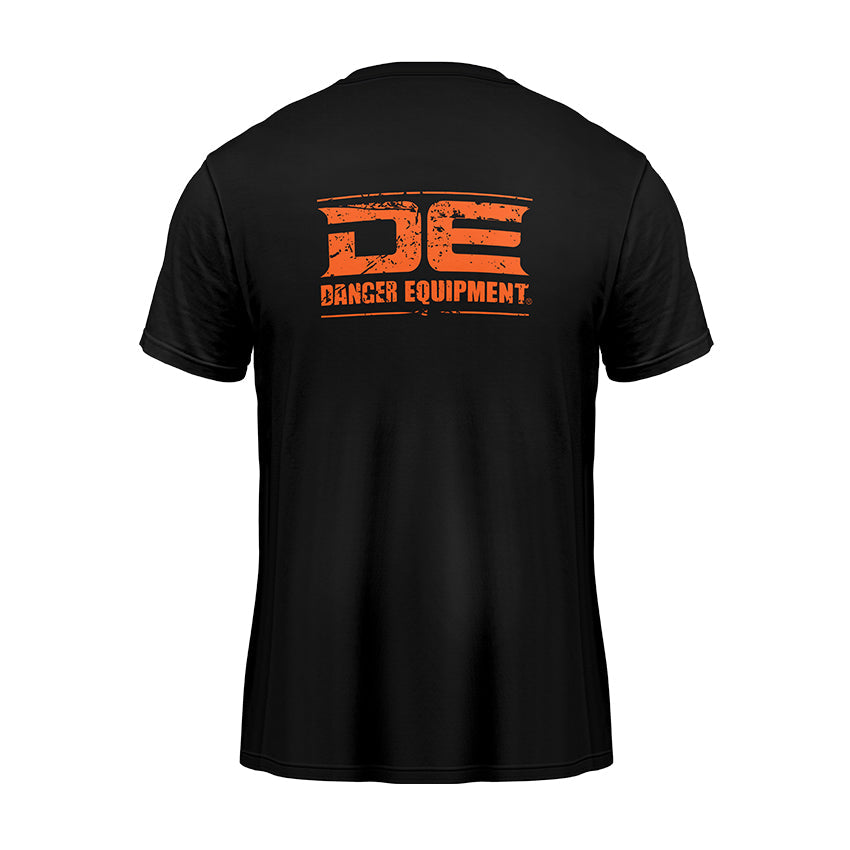 Black/Orange Danger Equipment T-Shirt Logo Gold Back