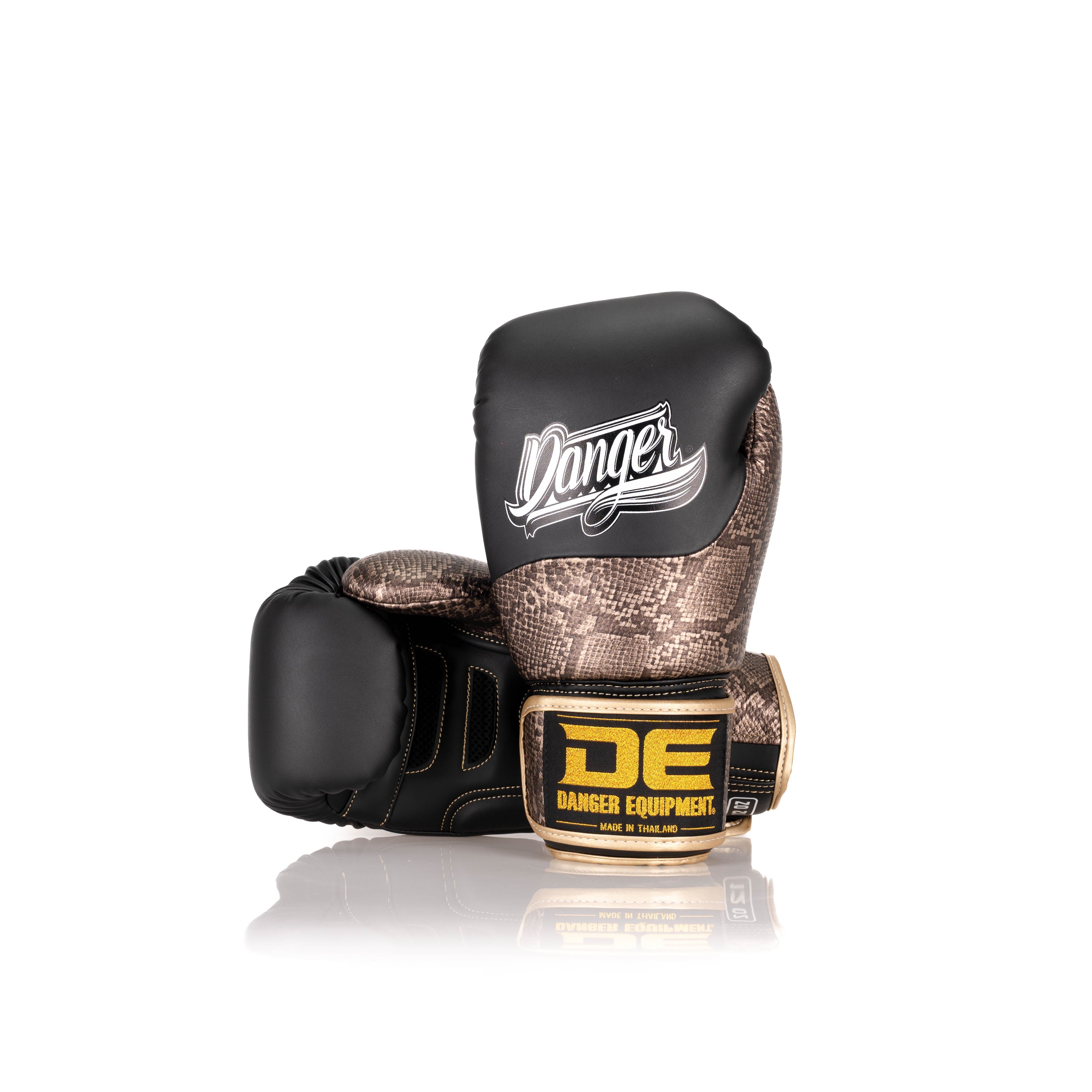 Black/Bronze Danger Equipment Evolution Deluxe Boxing Gloves Front/Back