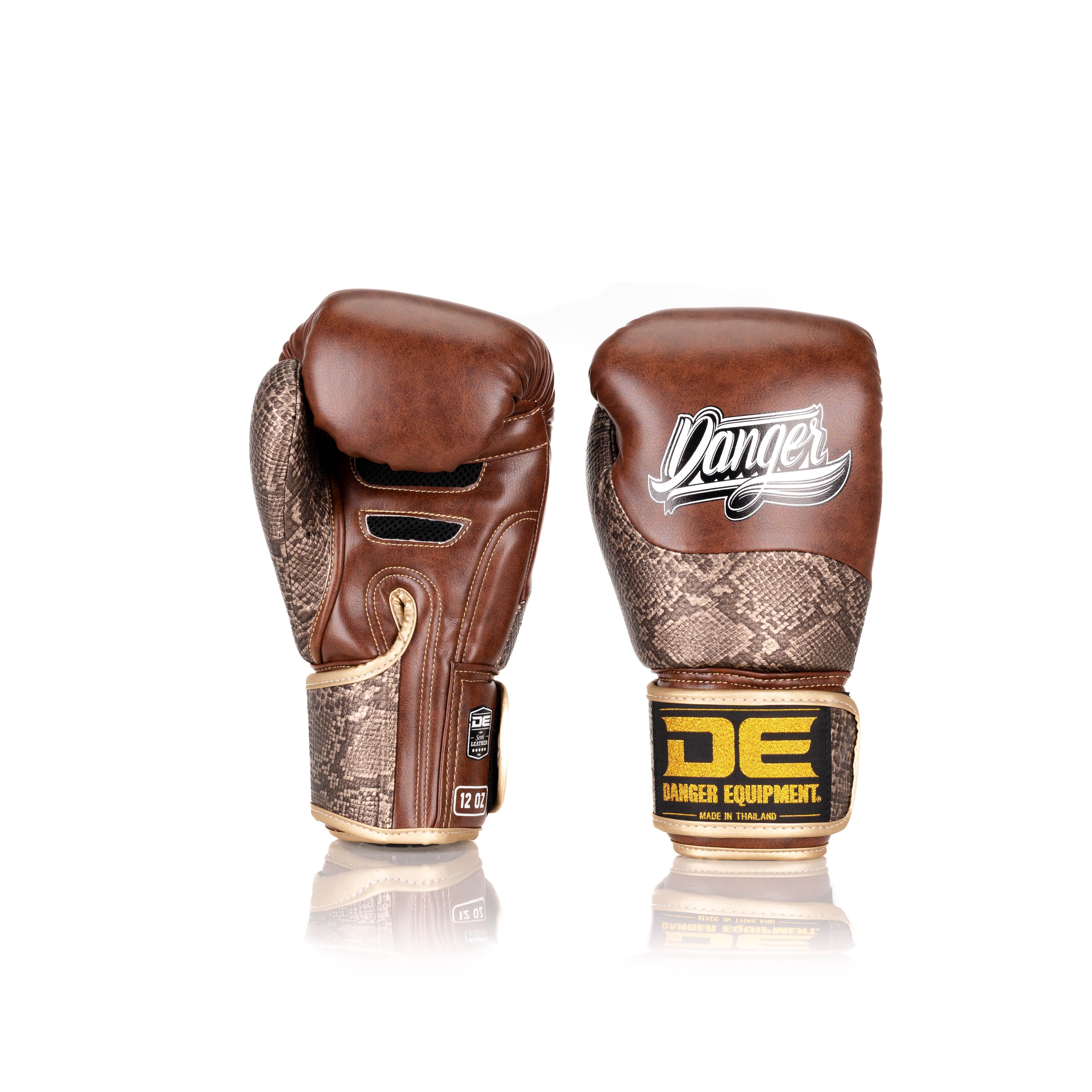 Brown Danger Equipment Evolution Deluxe Boxing Gloves Front/Back