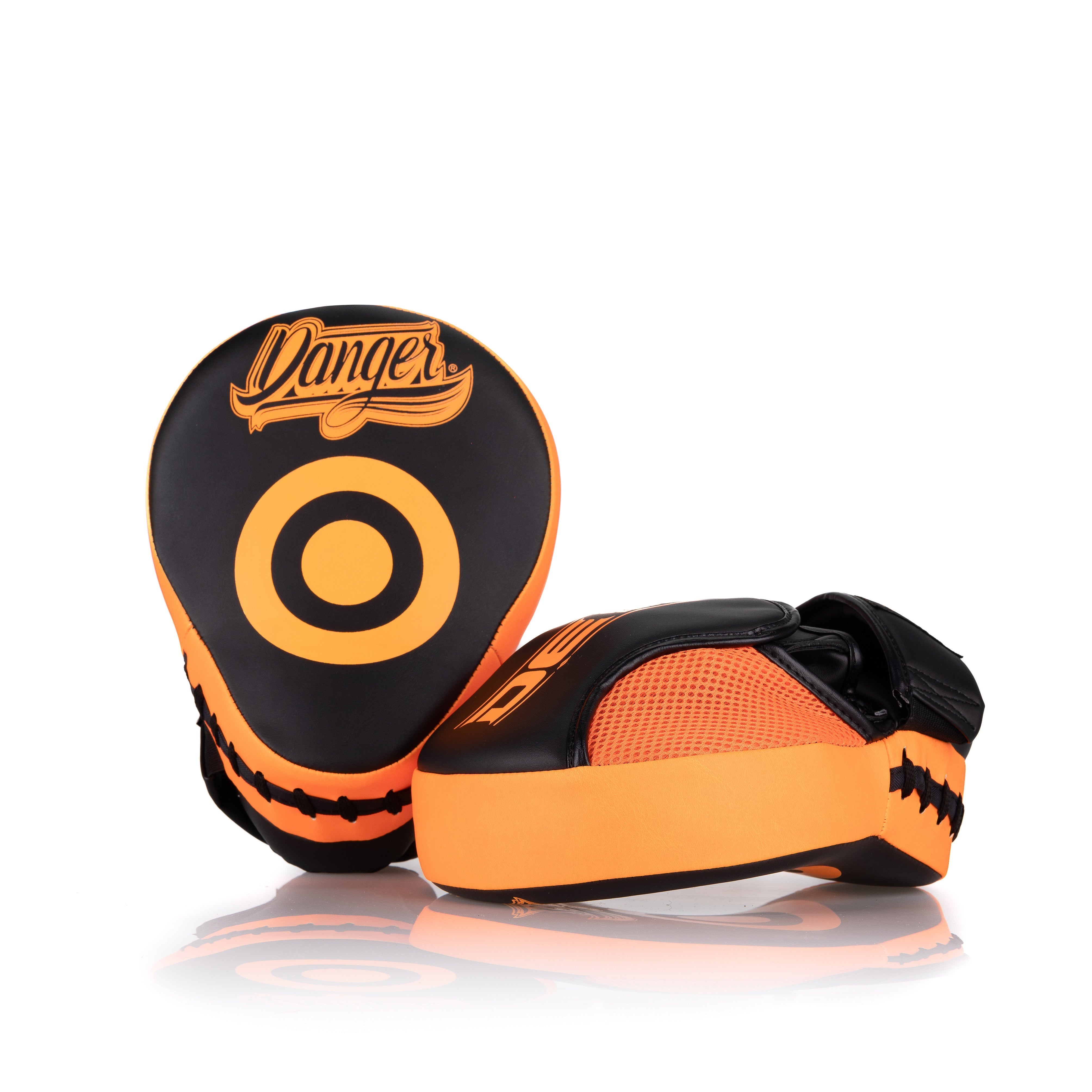 Orange/Black Danger Equipment Impact Focus Mitts Front/Side