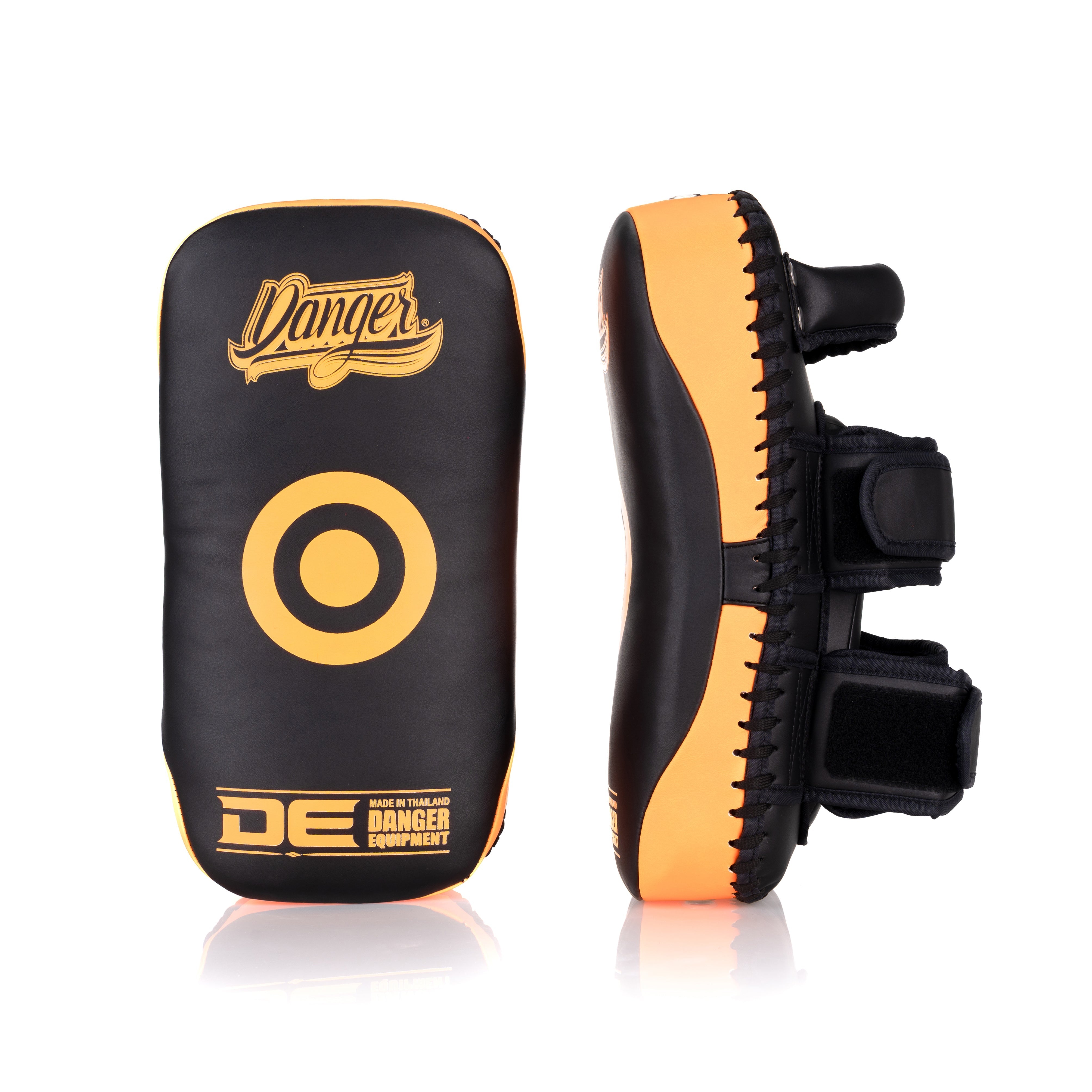 Black/Orange Danger Equipment Professional Thai Pads Front/Side