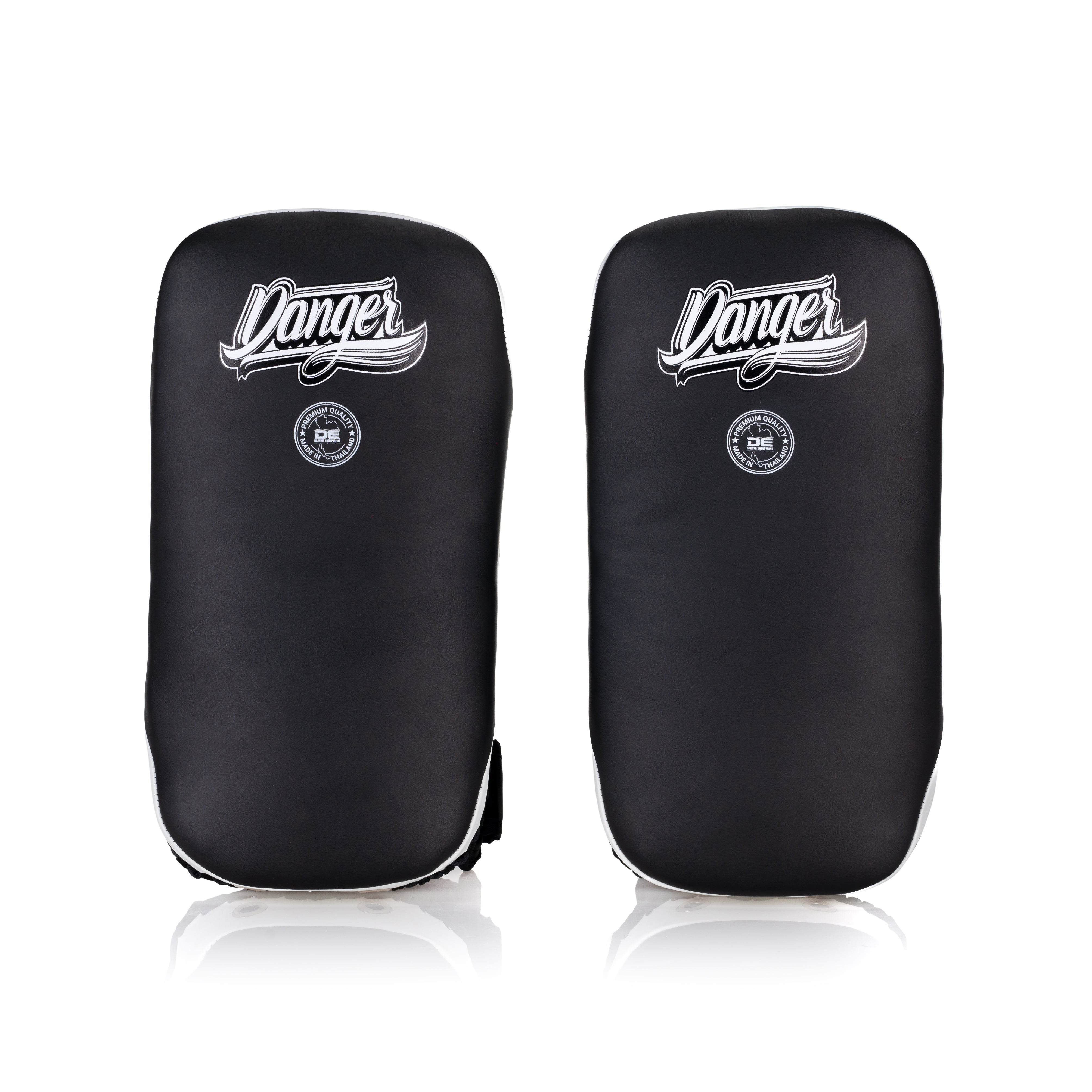 Black/White Danger Equipment Semi-Curved Thai Pads Front