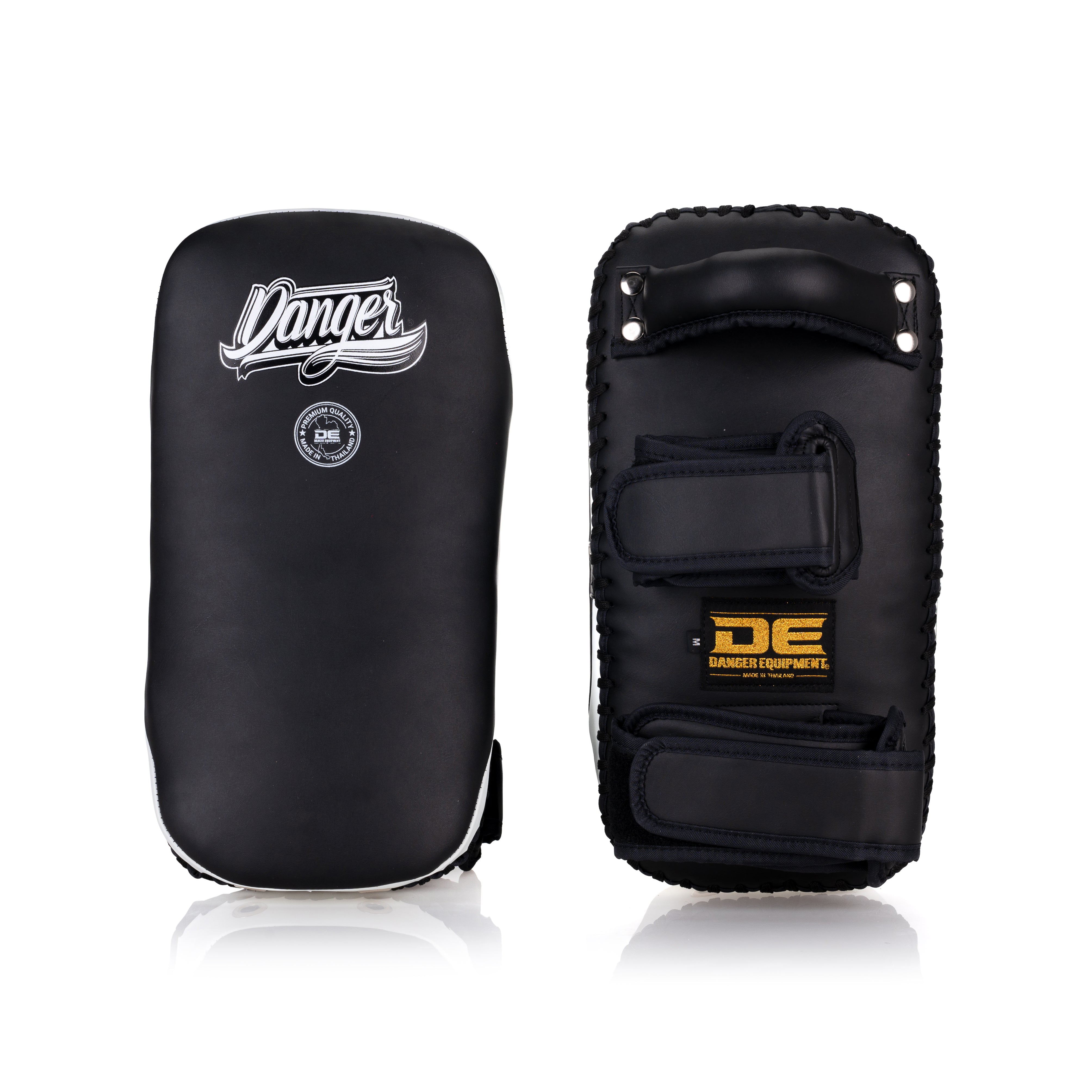 Black/White Danger Equipment Semi-Curved Thai Pads Front/Back