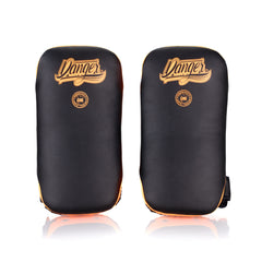 Black/Orange Danger Equipment Semi-Curved Thai Pads Front