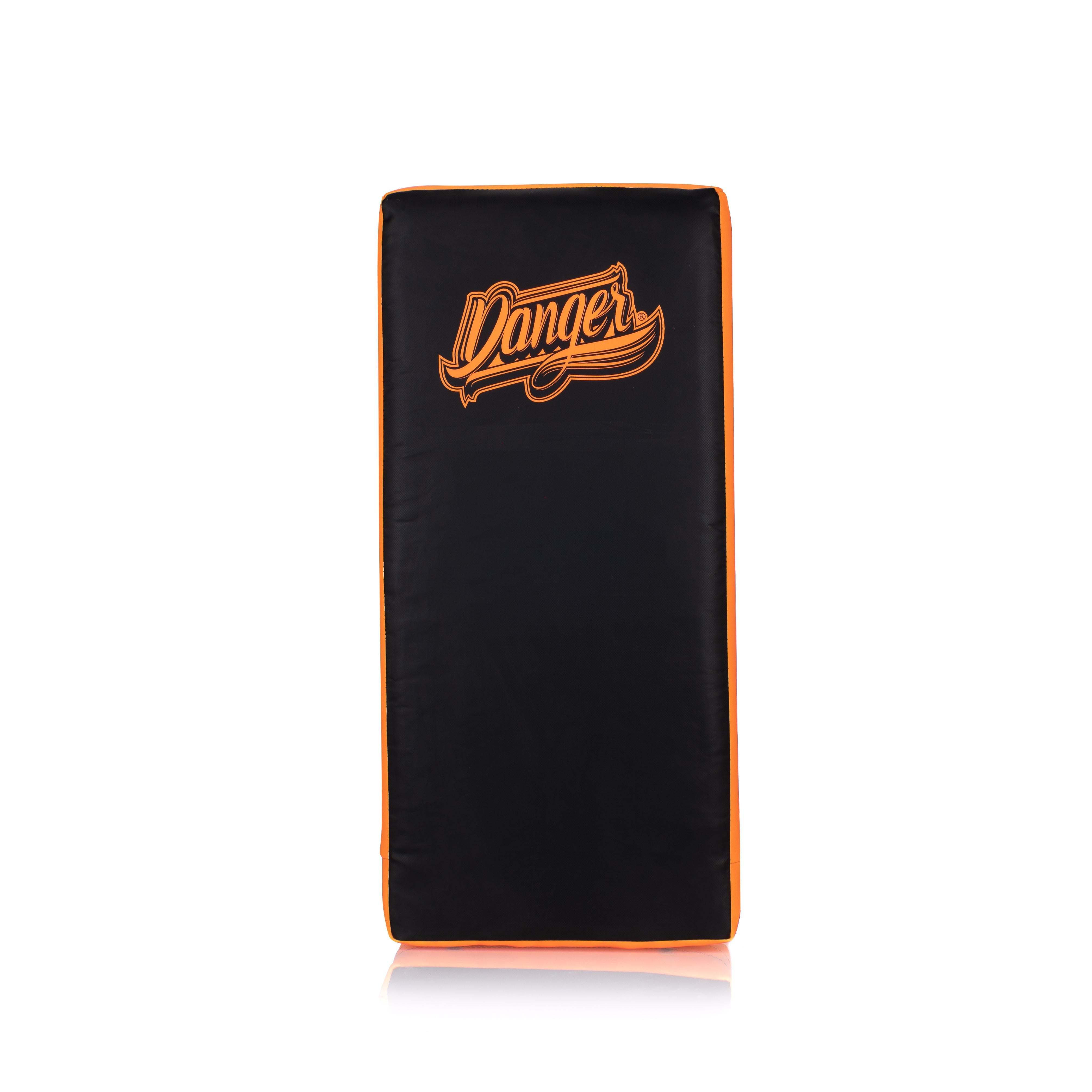 Black/Orange Danger Equipment Kick Shield Front