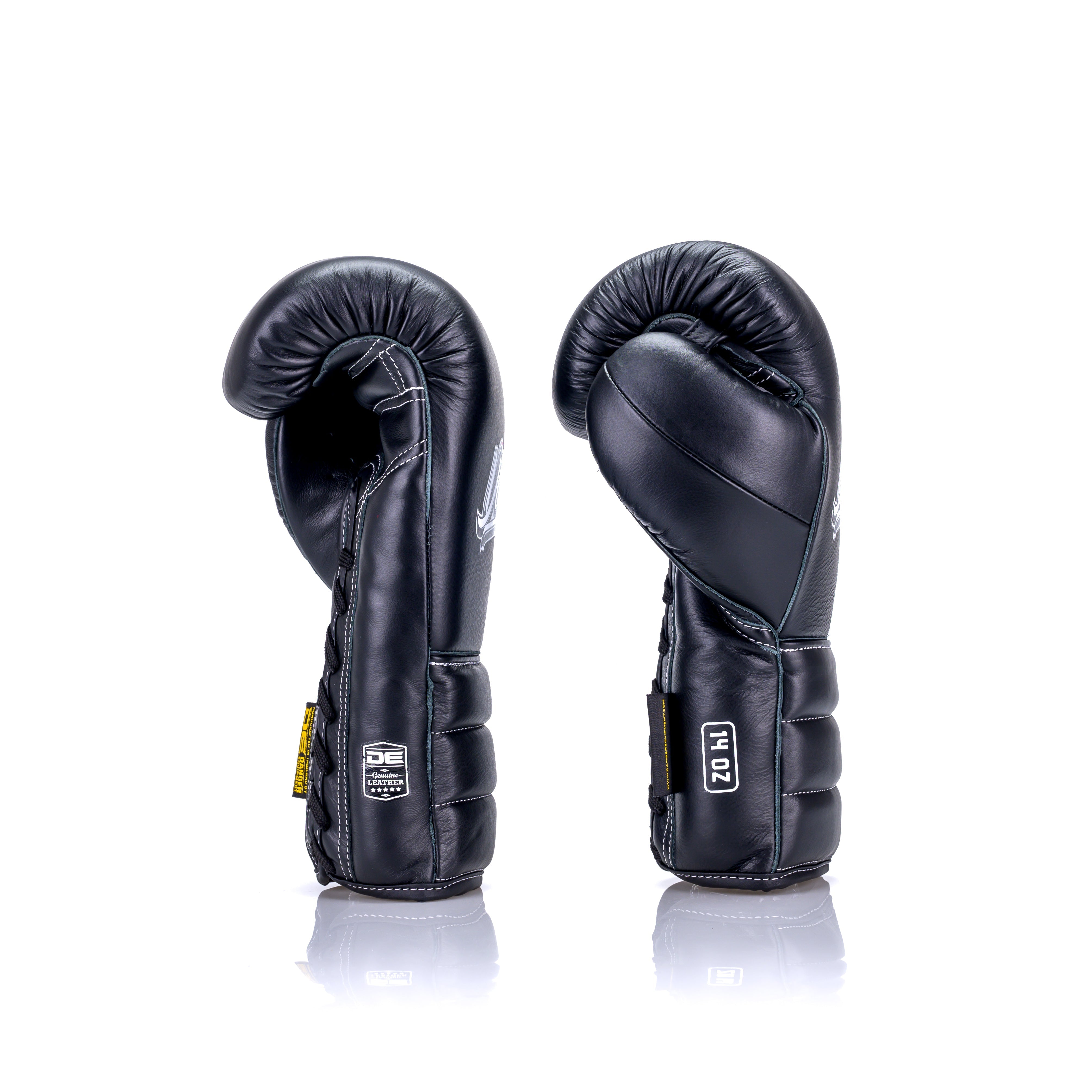 Black Danger Equipment Lace-Up Mexican Style Boxing Gloves Side