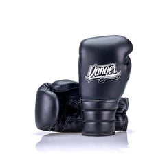 Black Danger Equipment Lace-Up Mexican Style Boxing Gloves Front/Back