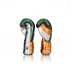 Green/Gold Danger Equipment Lace-Up Mexican Style Boxing Gloves Side