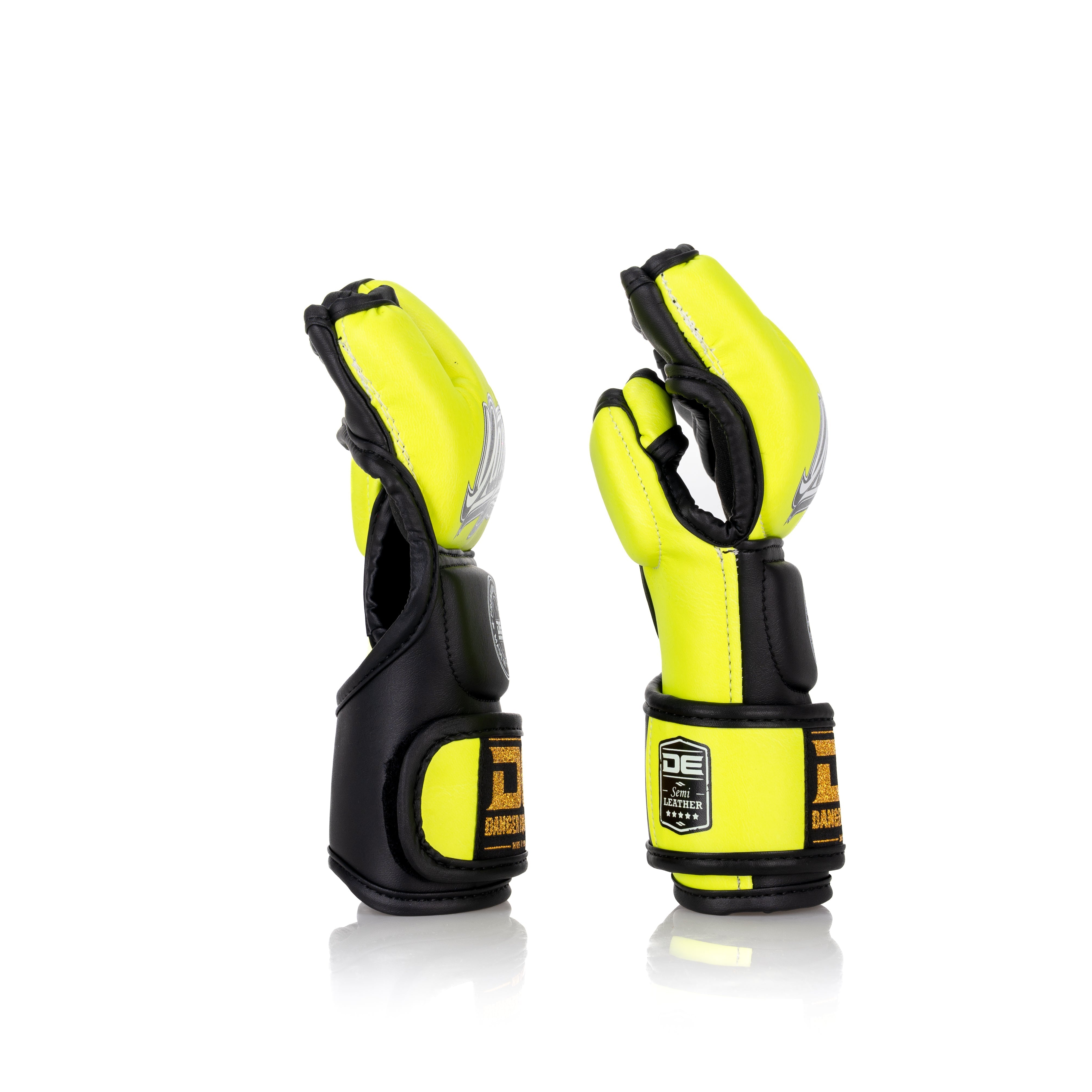Yellow/Black Danger Equipment MMA Competition Boxing Gloves Side