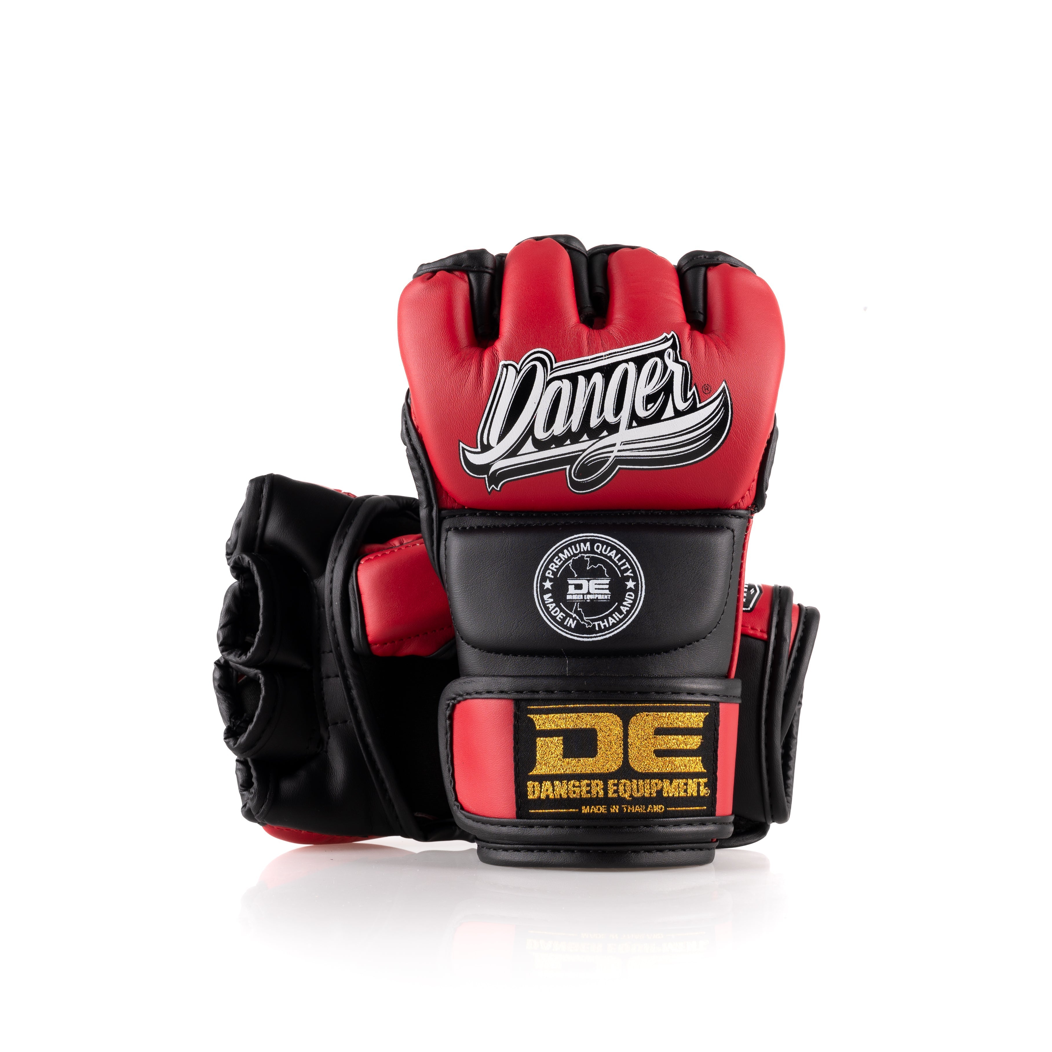 Red/Black Danger Equipment MMA Competition Boxing Gloves Front/Back