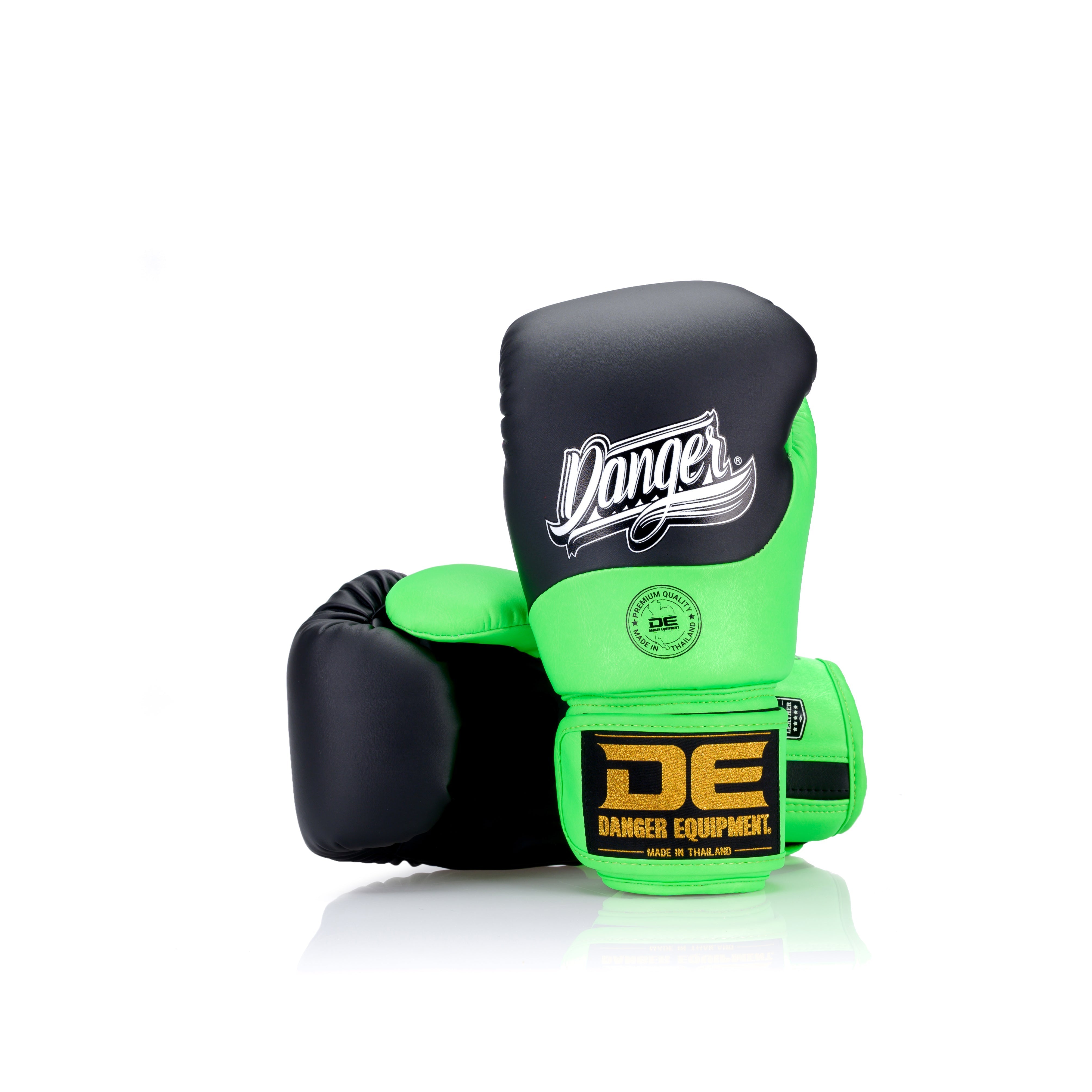 Green Danger Equipment Supermax 2.0 Boxing Gloves Front/Back