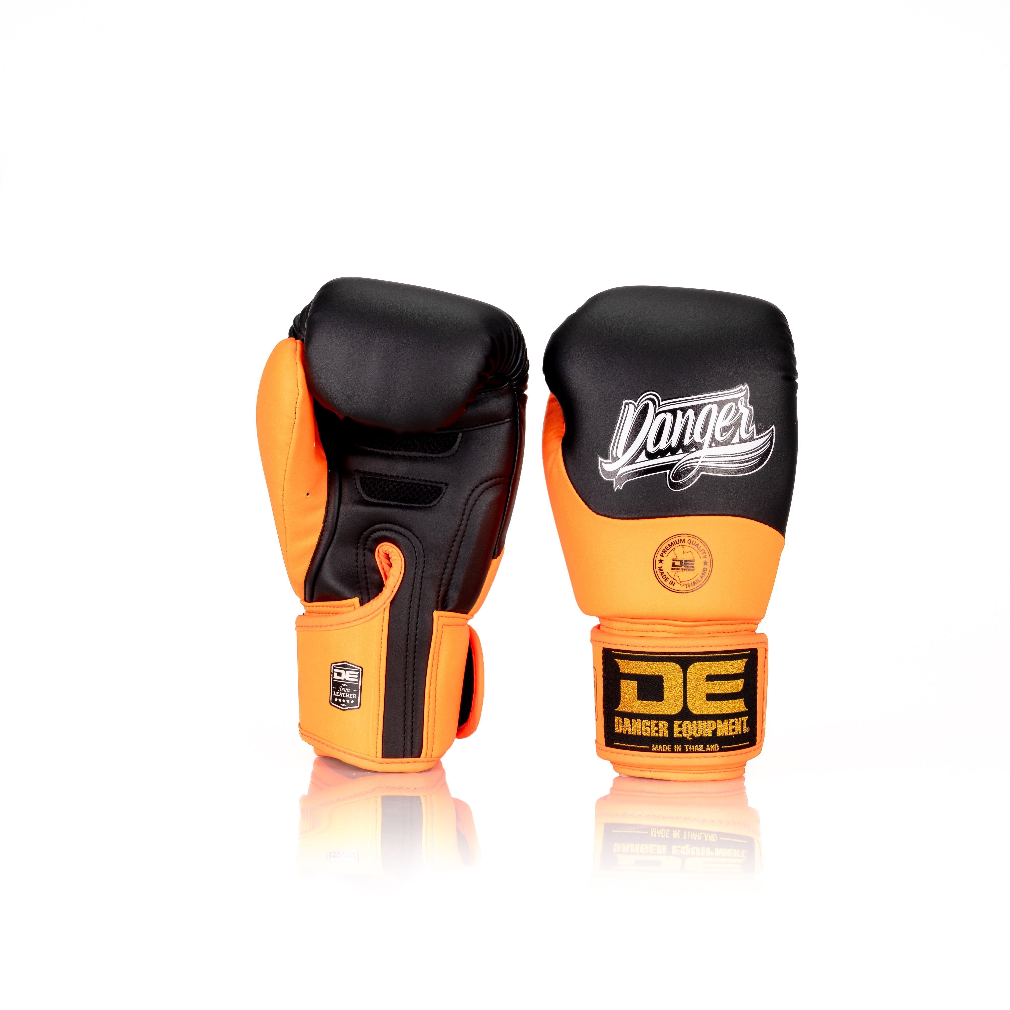 Orange Danger Equipment Supermax 2.0 Boxing Gloves Front/Back