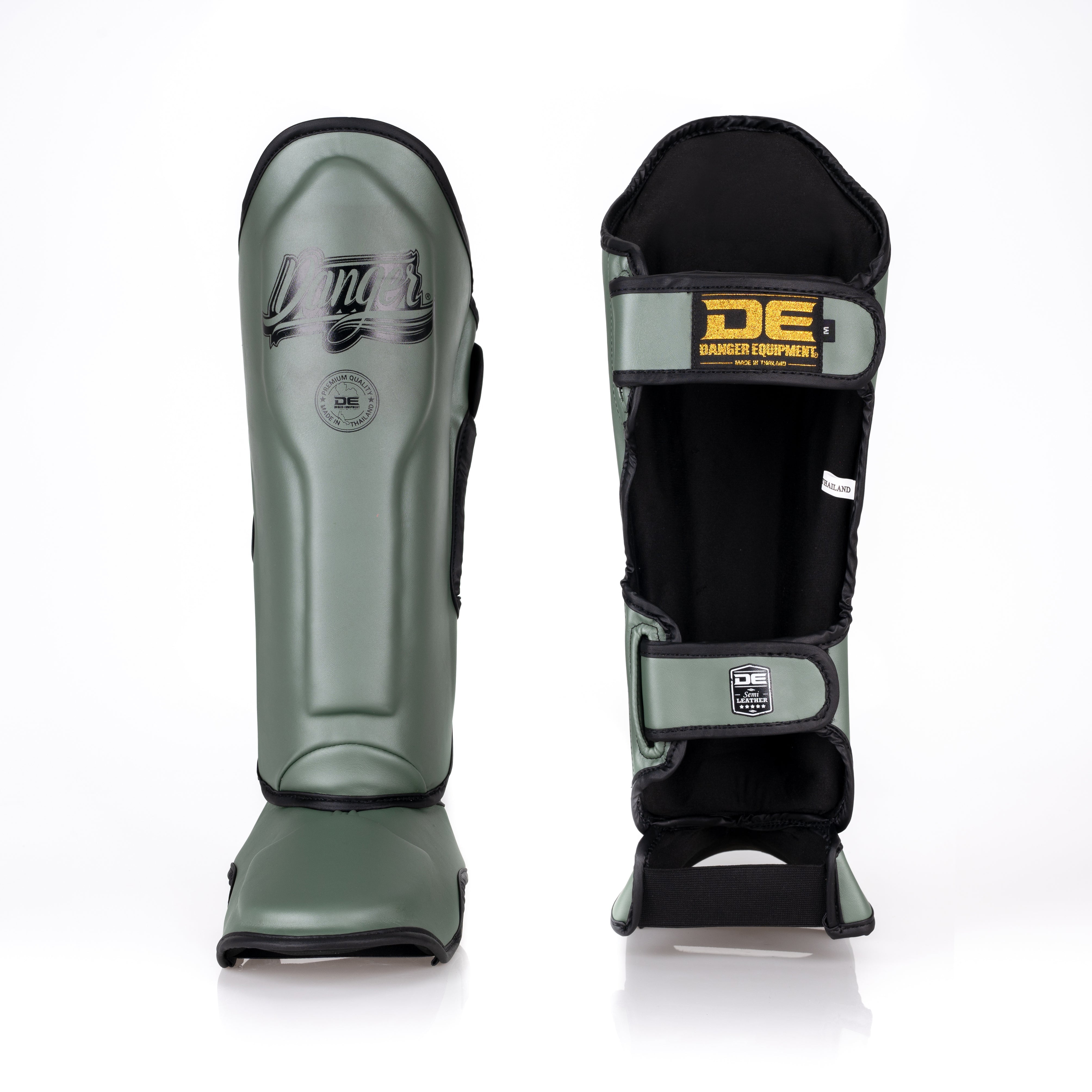 Army Green Danger Equipment Supermax Shin Guards Front/Back