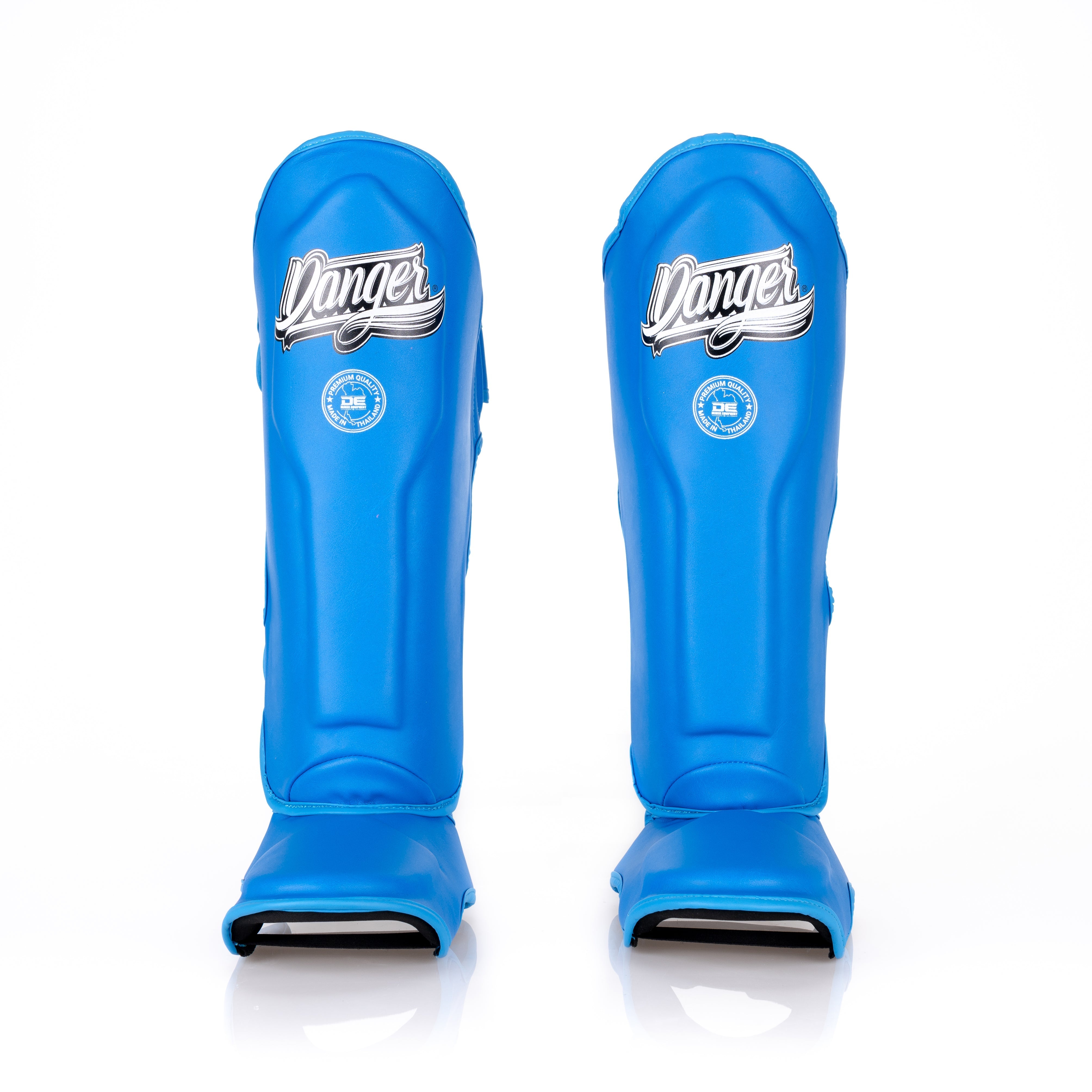 Blue Danger Equipment Supermax Shin Guards Front