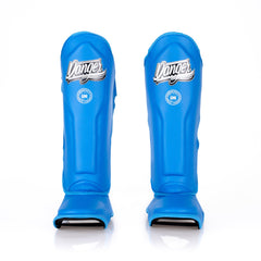 Blue Danger Equipment Supermax Shin Guards Front