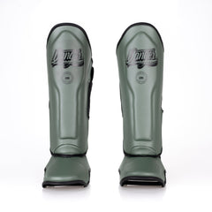 Army Green Danger Equipment Supermax Shin Guards Front