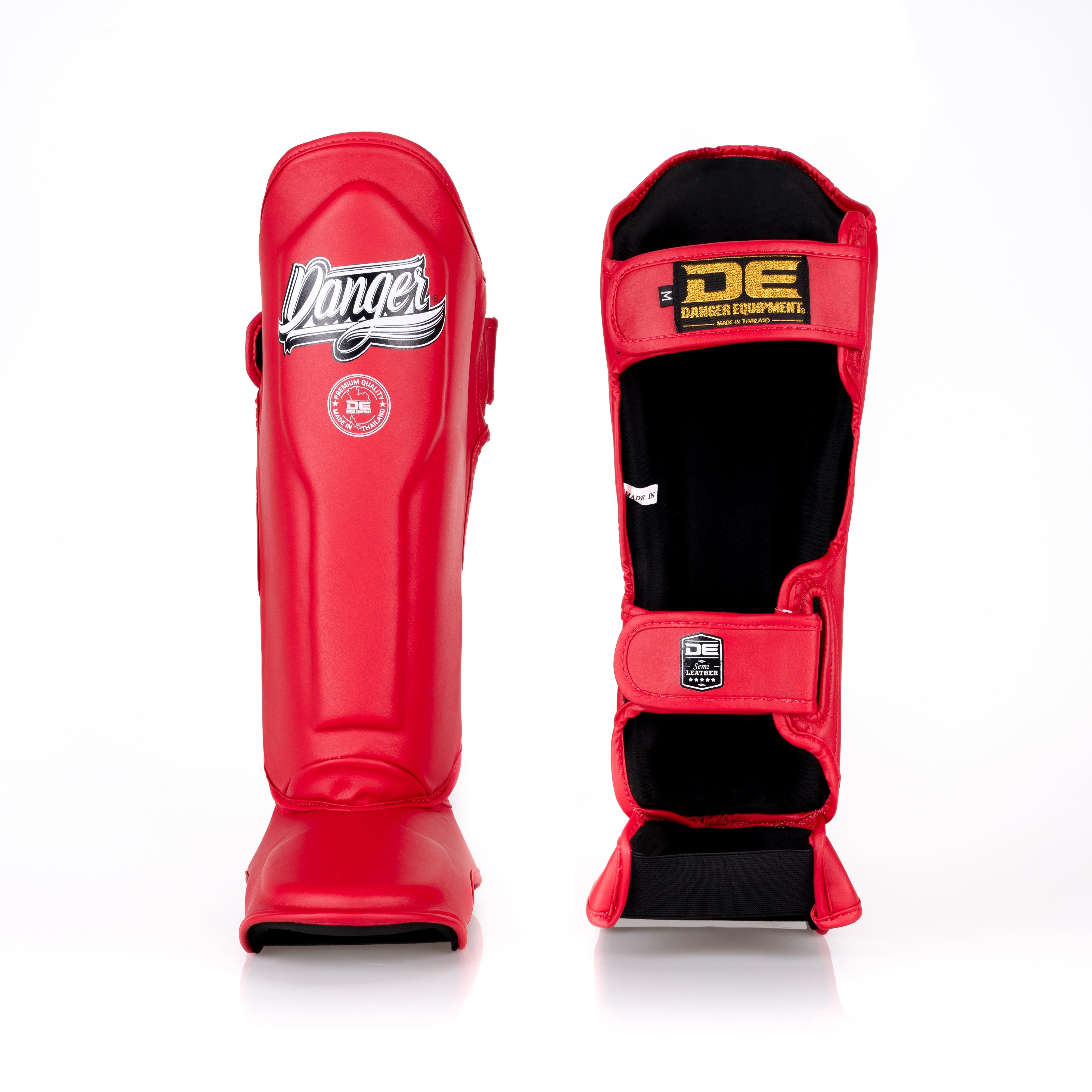 Red Danger Equipment Supermax Shin Guards Front/Back