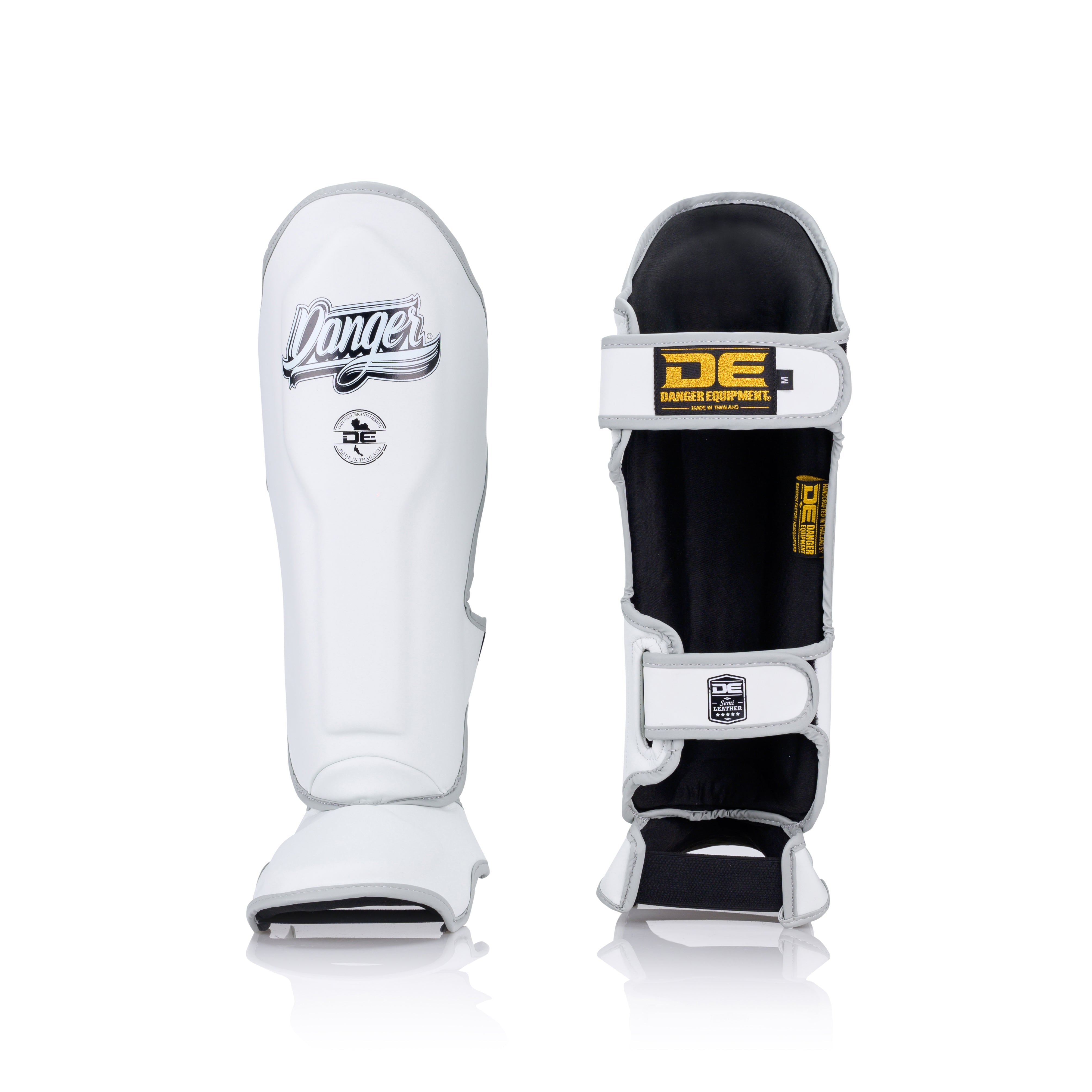 White Danger Equipment Supermax Shin Guards Front/Back