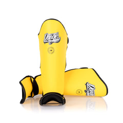 Yellow Danger Equipment Thai Legend Shin Guards Front