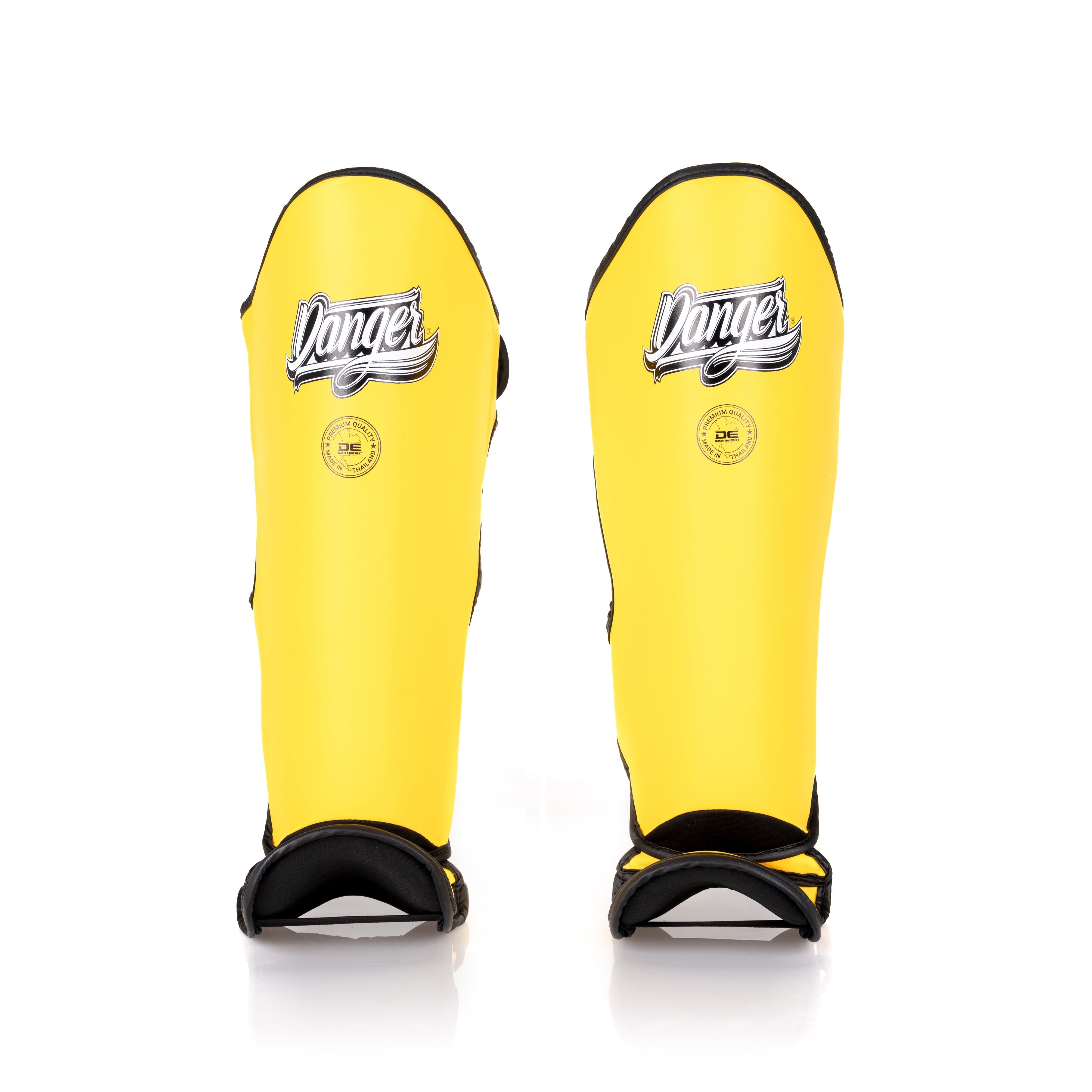 Yellow Danger Equipment Thai Legend Shin Guards Front