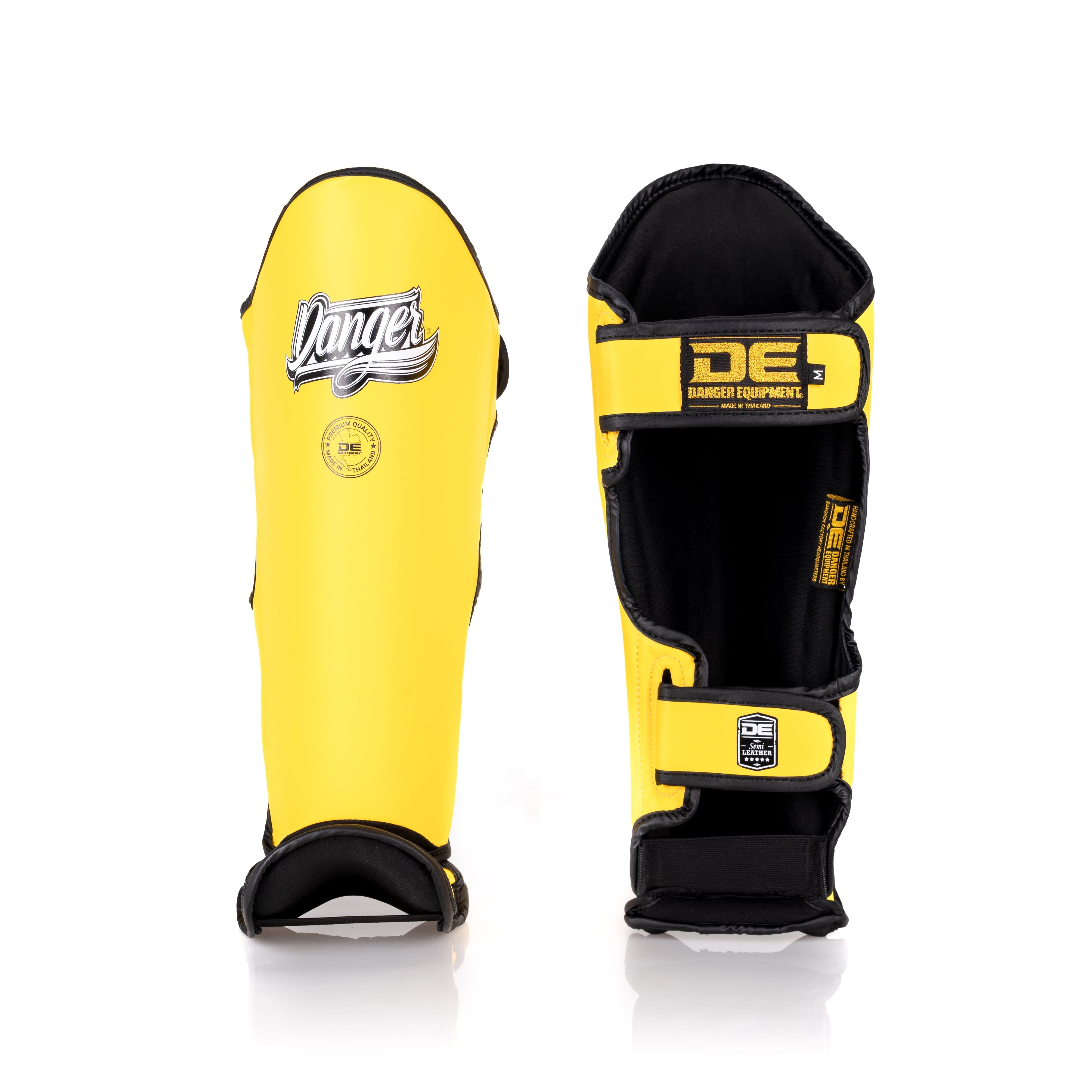 Yellow Danger Equipment Thai Legend Shin Guards Front/Back