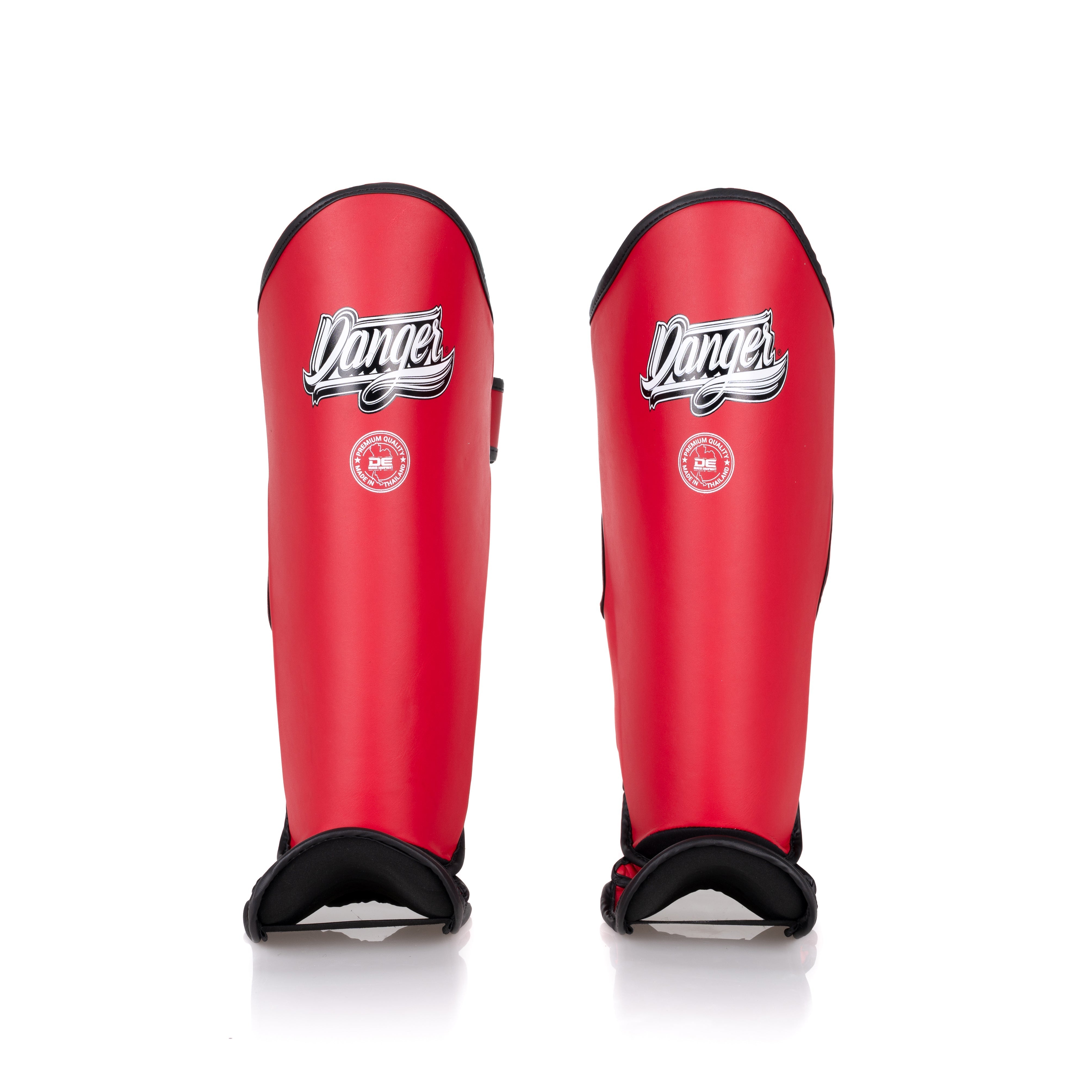 Red Danger Equipment Thai Legend Shin Guards Front