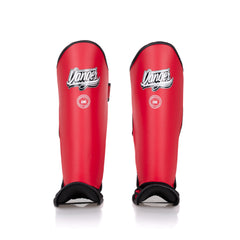 Red Danger Equipment Thai Legend Shin Guards Front