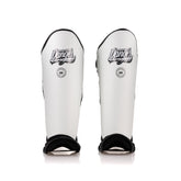 White Danger Equipment Thai Legend Shin Guards Front